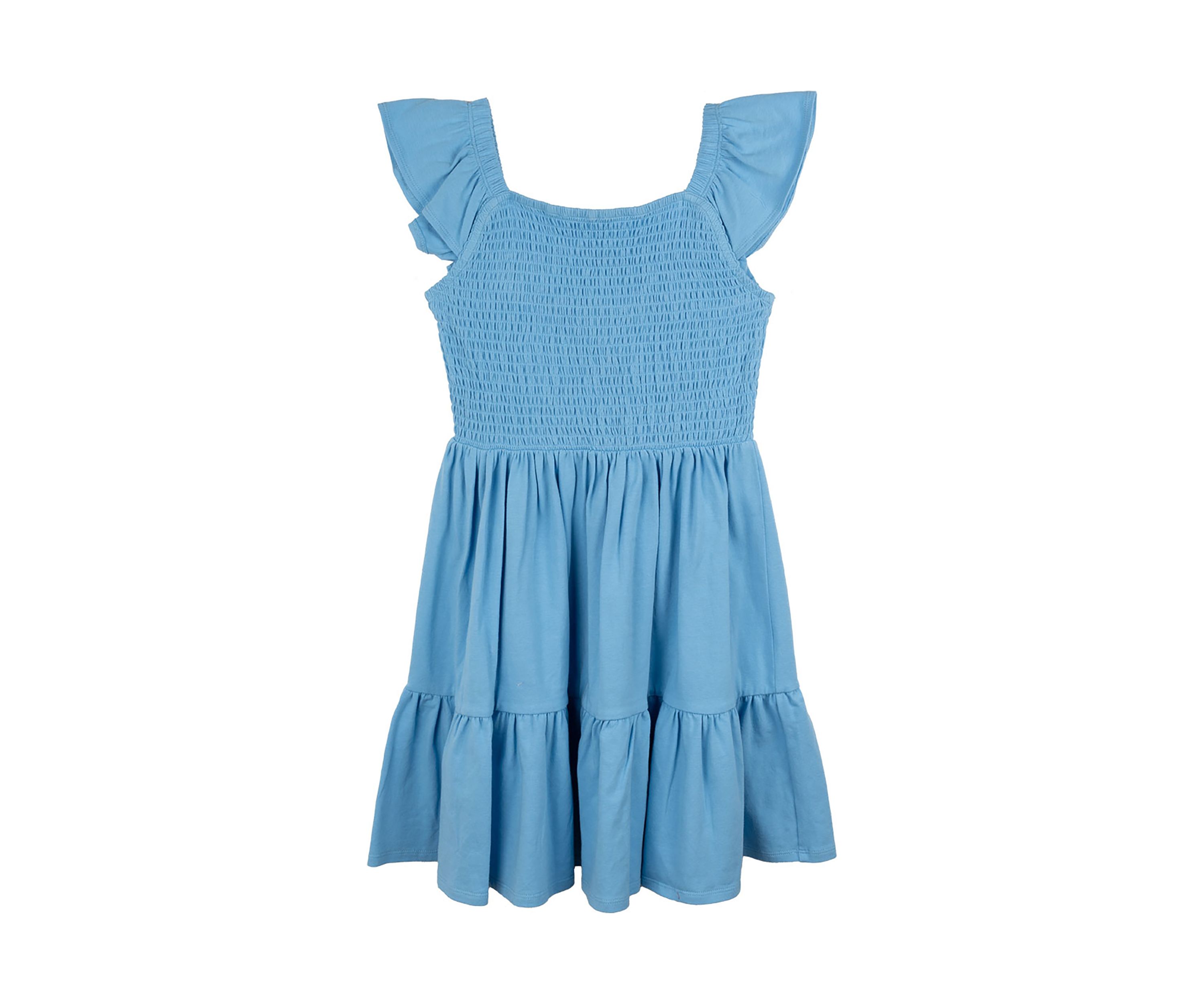 Girls 7-16 Solid Blue Dress