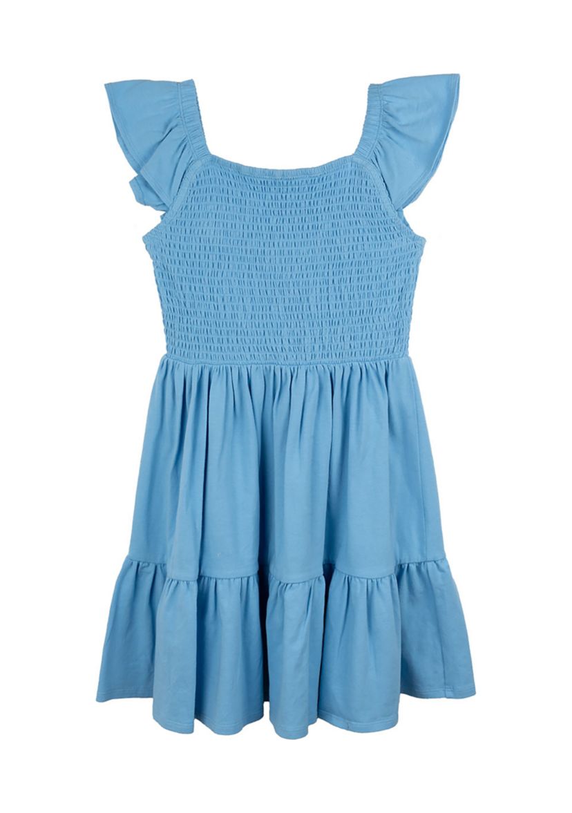 Girls 7-16 Solid Blue Dress