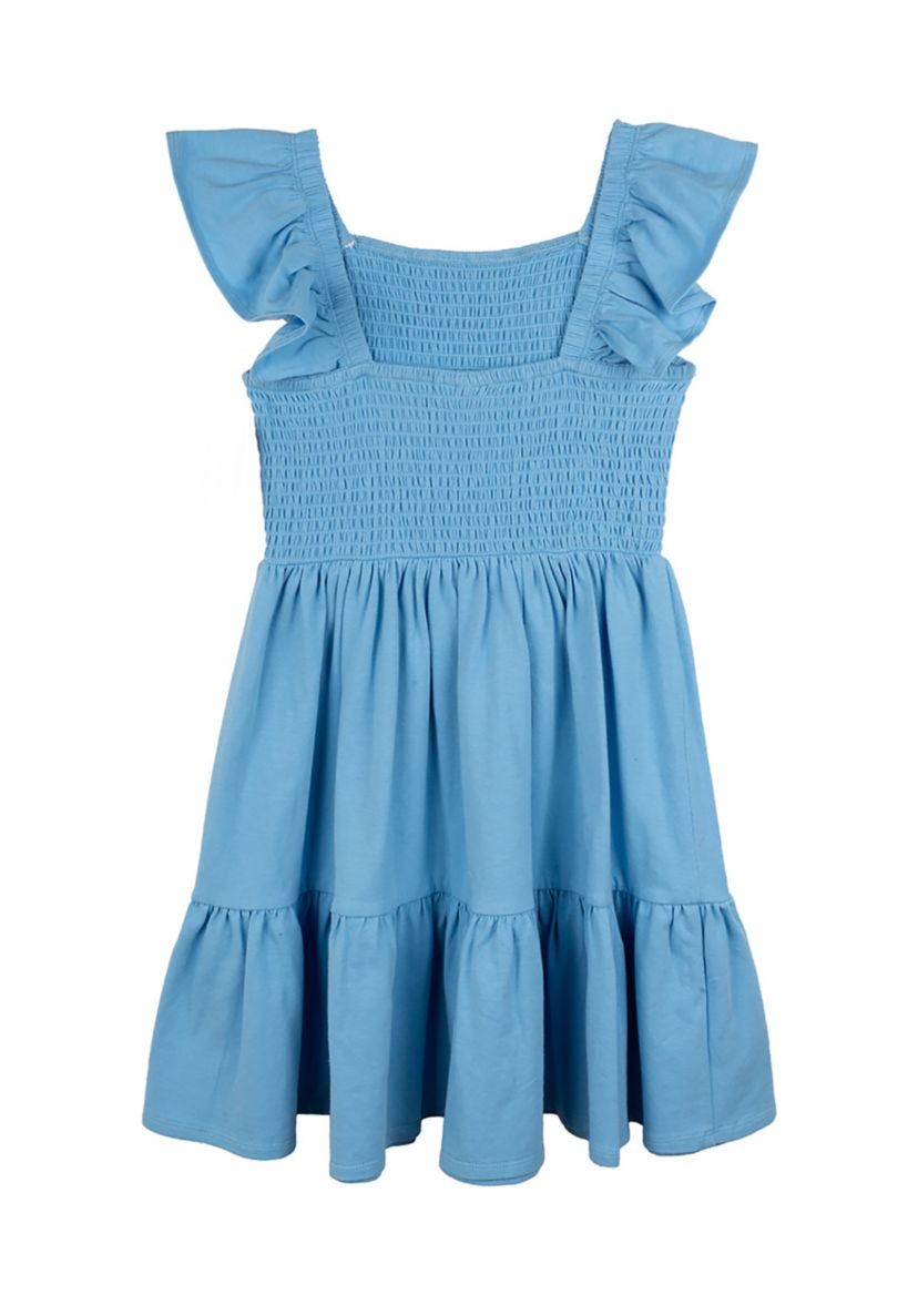 Girls 7-16 Solid Blue Dress