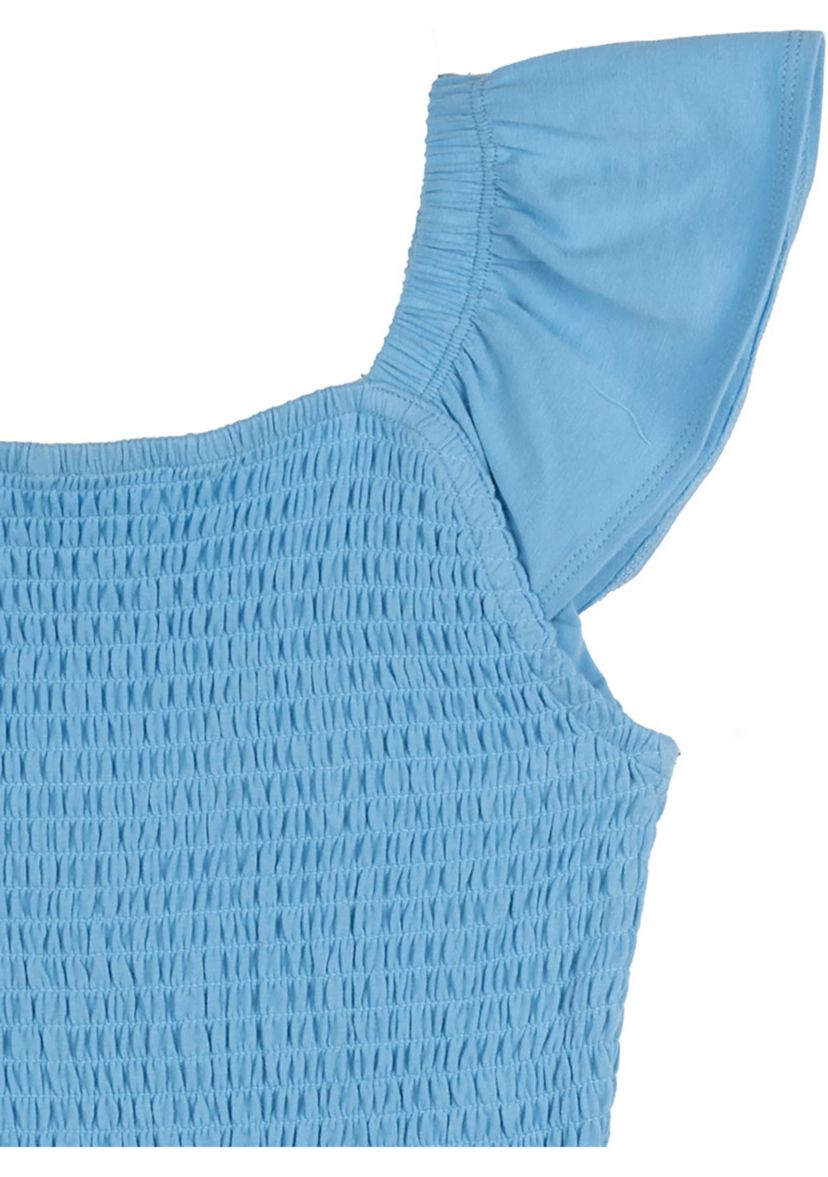 Girls 7-16 Solid Blue Dress