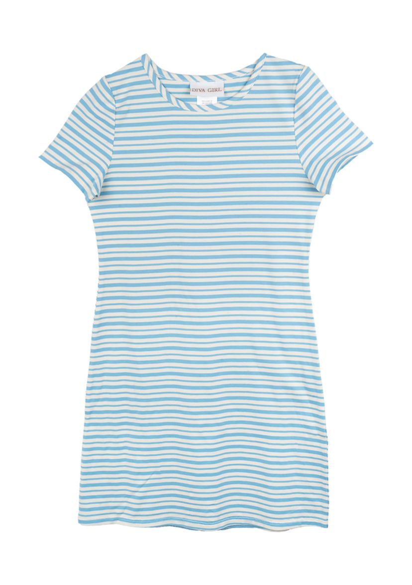 Girls 7-16 Blue Stripe Dress