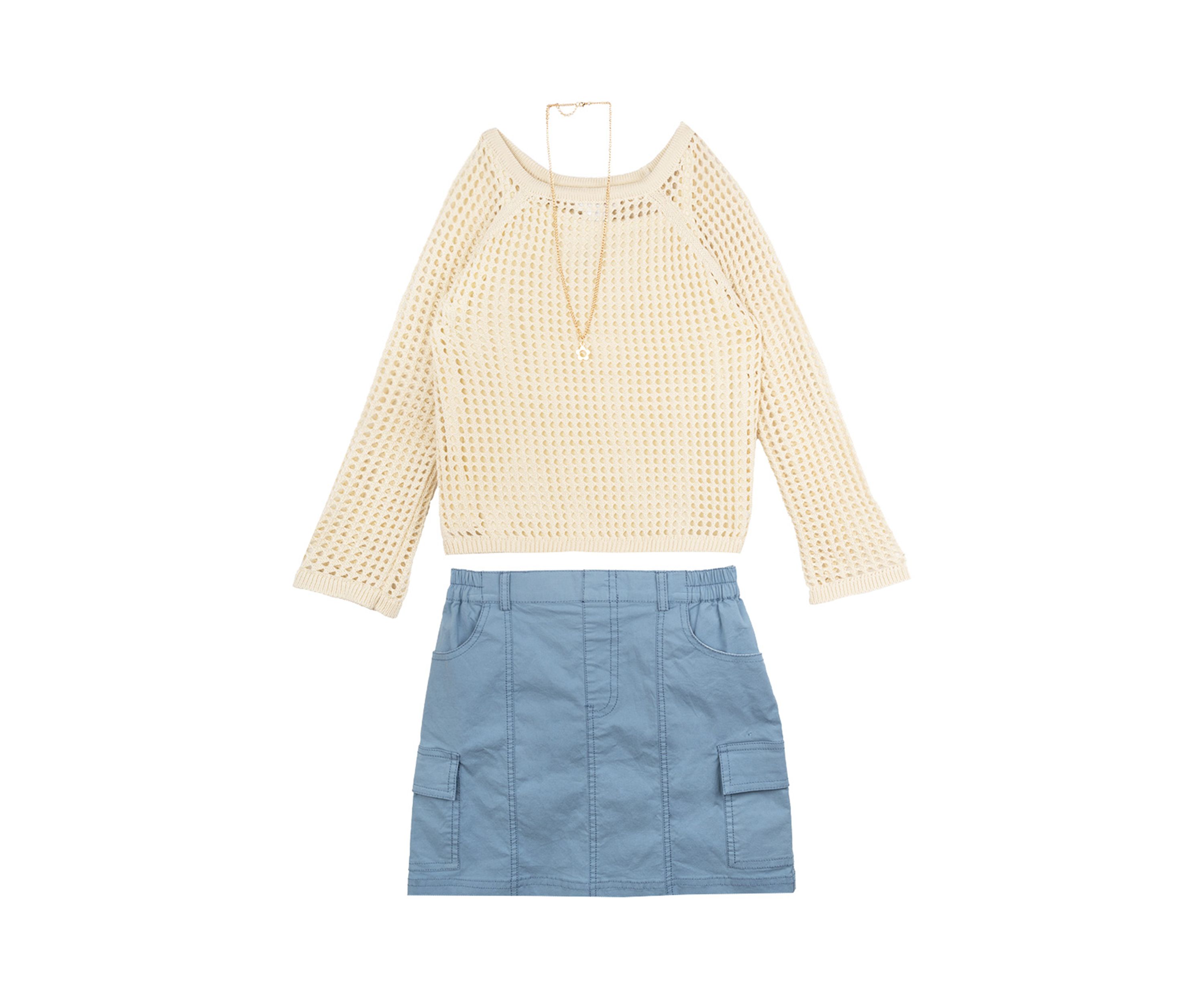 Girls 7-16 Top, Skort and Necklace Set