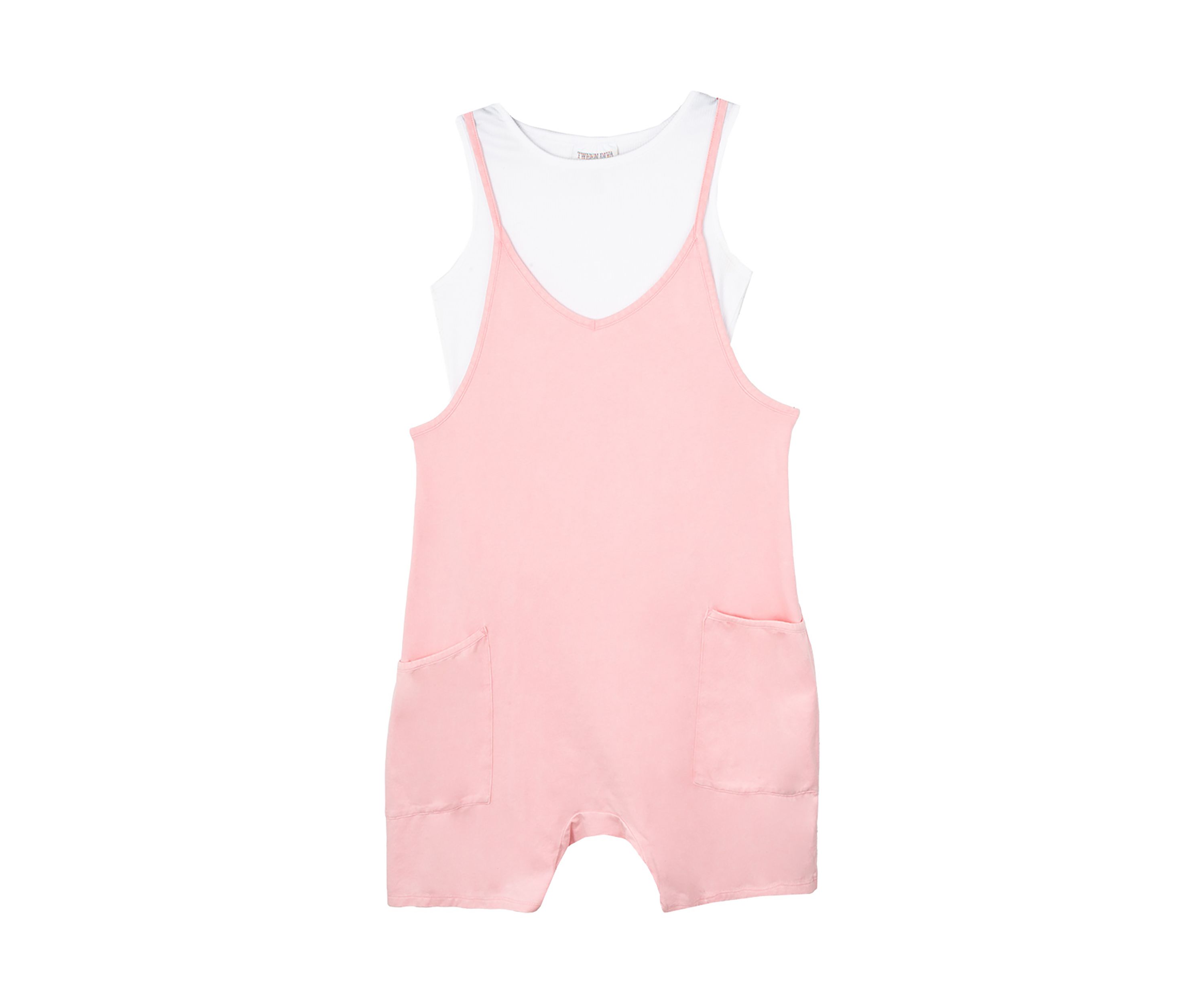 Girls 7-16 Pink Knit Romper