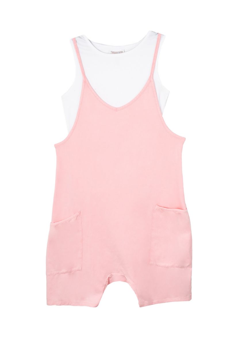 Girls 7-16 Pink Knit Romper