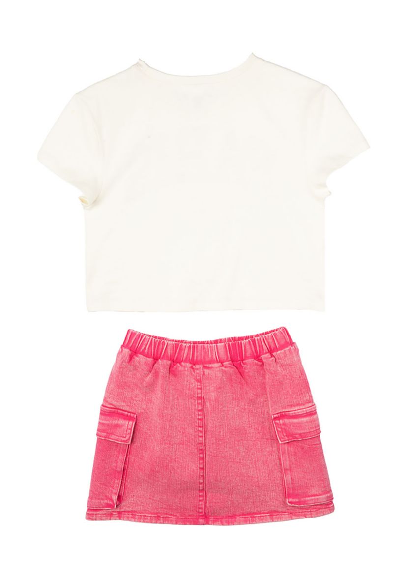 Girls 7-16 Paris Graphic T-Shirt and Denim Skort Set