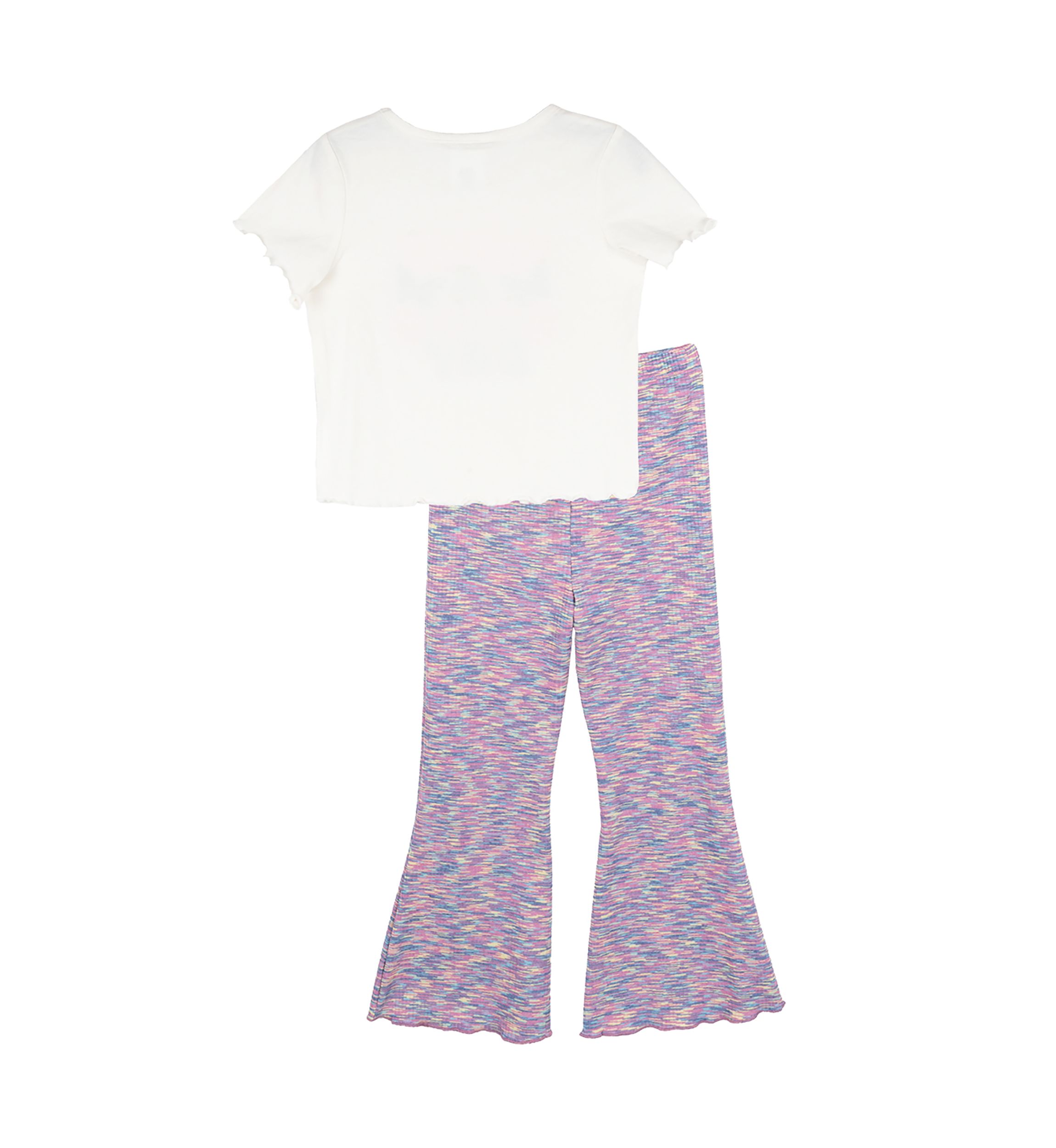 Girls 4-6x Jersey Knit Pants and Graphic T-Shirt Set with Scrunchie