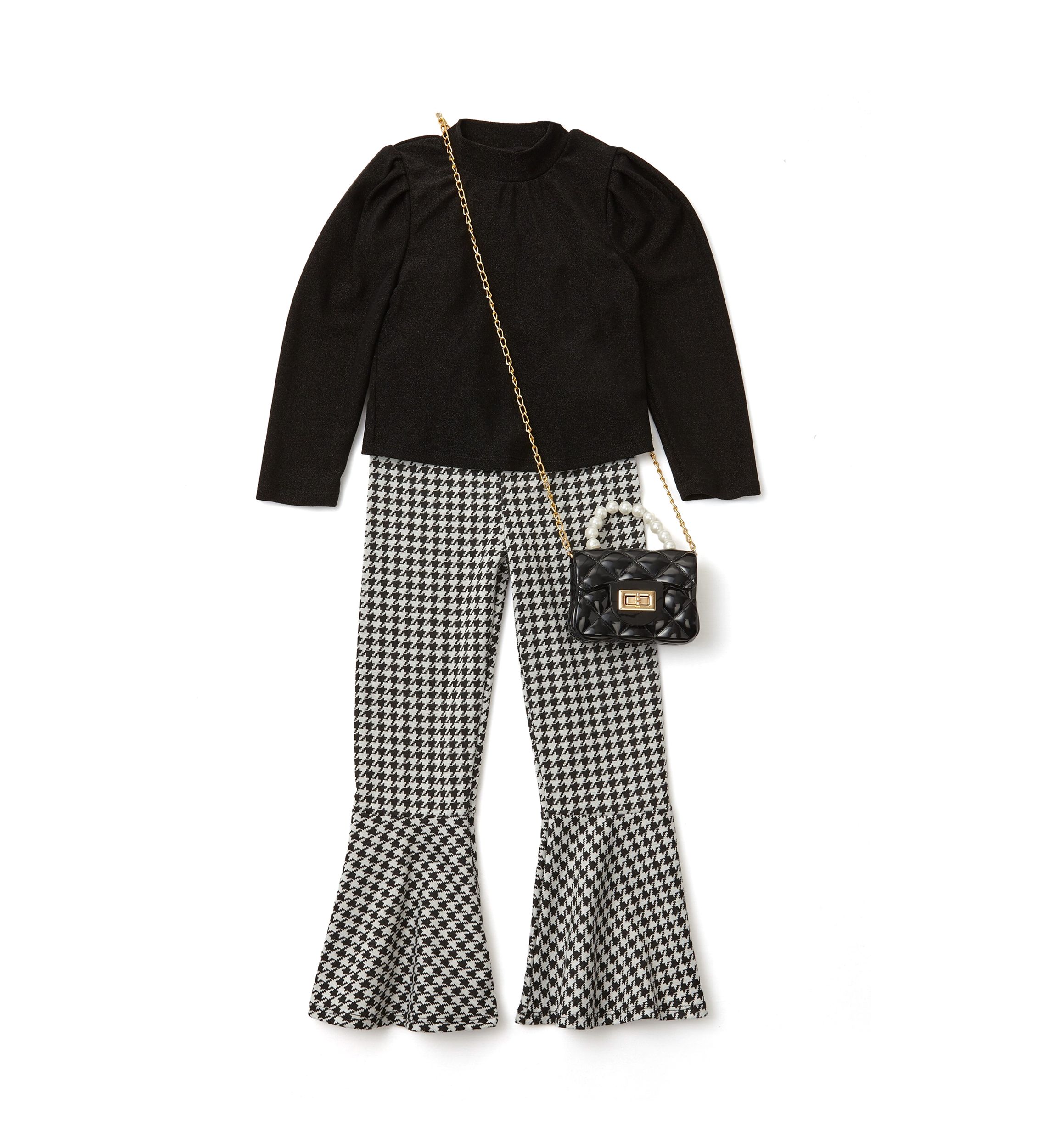 Girls 4-6x Knit Top and Printed Flare Pants Set