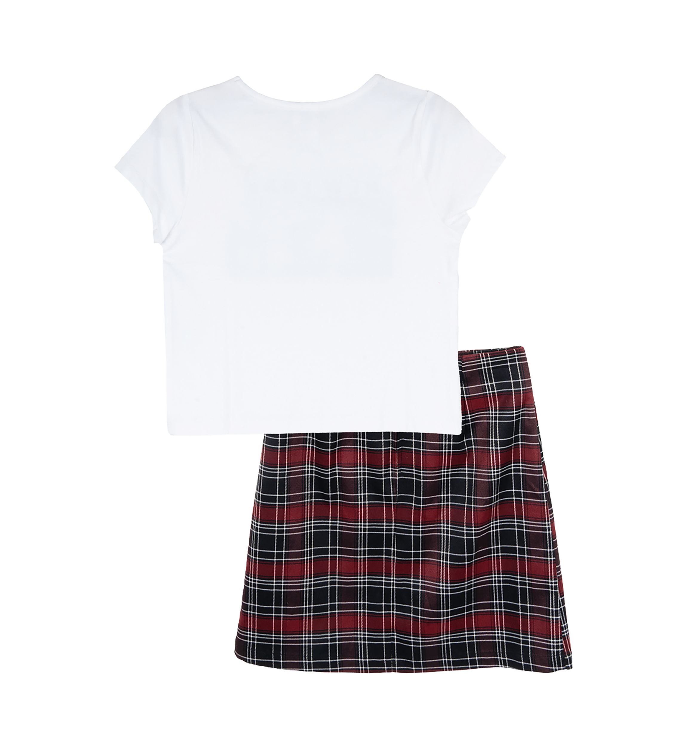Girls 7-16 T-Shirt and Plaid Printed Skirt