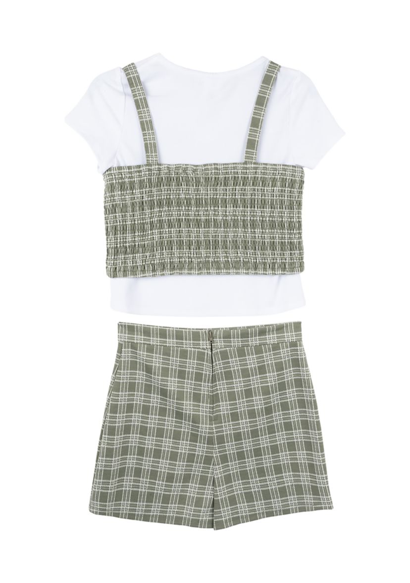 Girls 7-16 Double Knit Plaid Skirt Set 