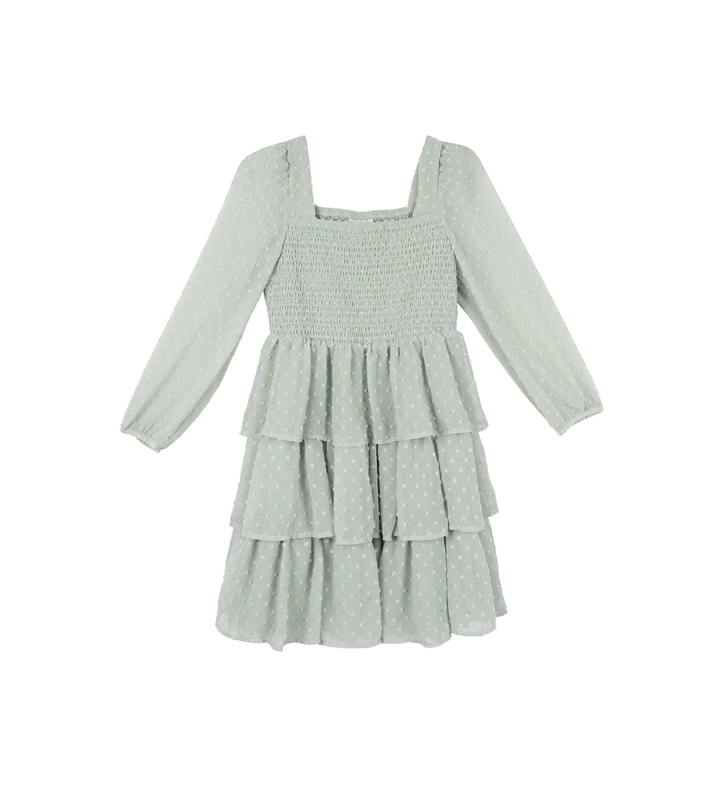 Girls 7-16 Smocked Ruffle Chiffon Dress