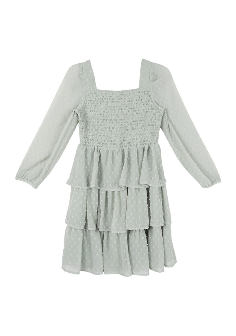 Girls 7-16 Smocked Ruffle Chiffon Dress