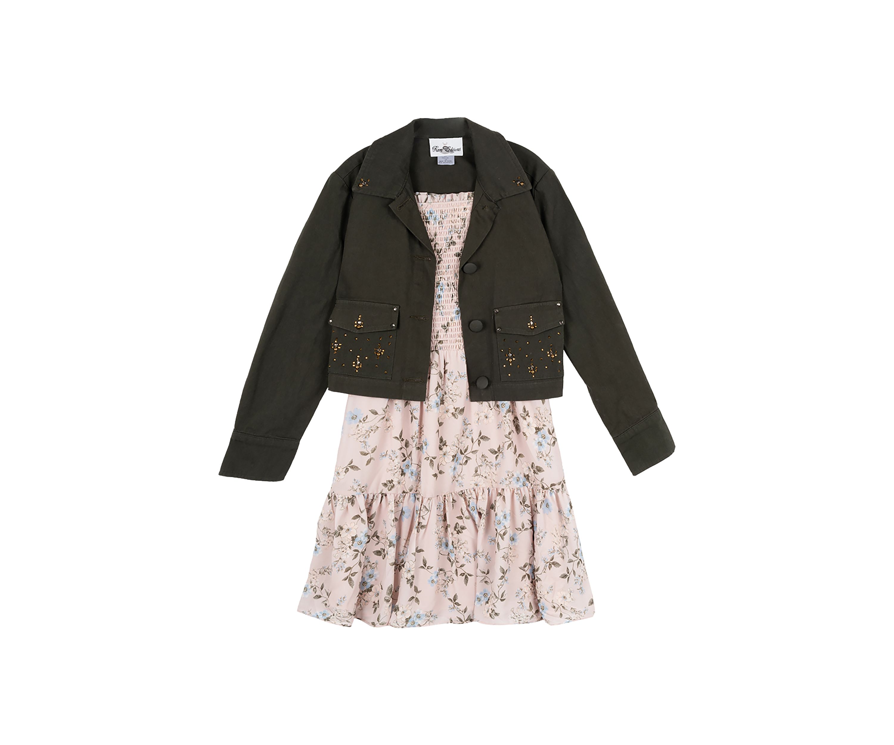 Girls 7-16 Woven Utility Jacket and Floral Printed Dress