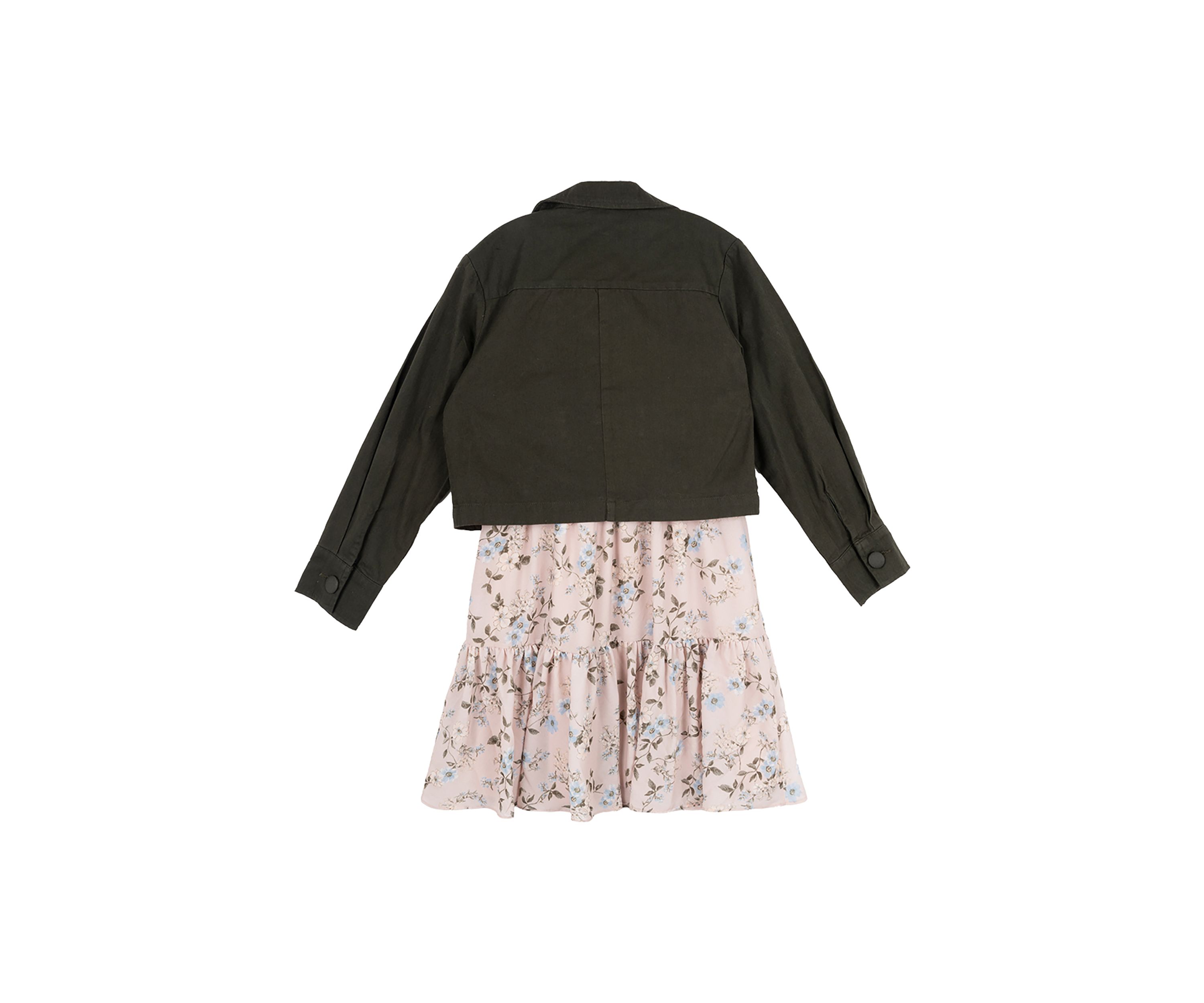 Girls 7-16 Woven Utility Jacket and Floral Printed Dress