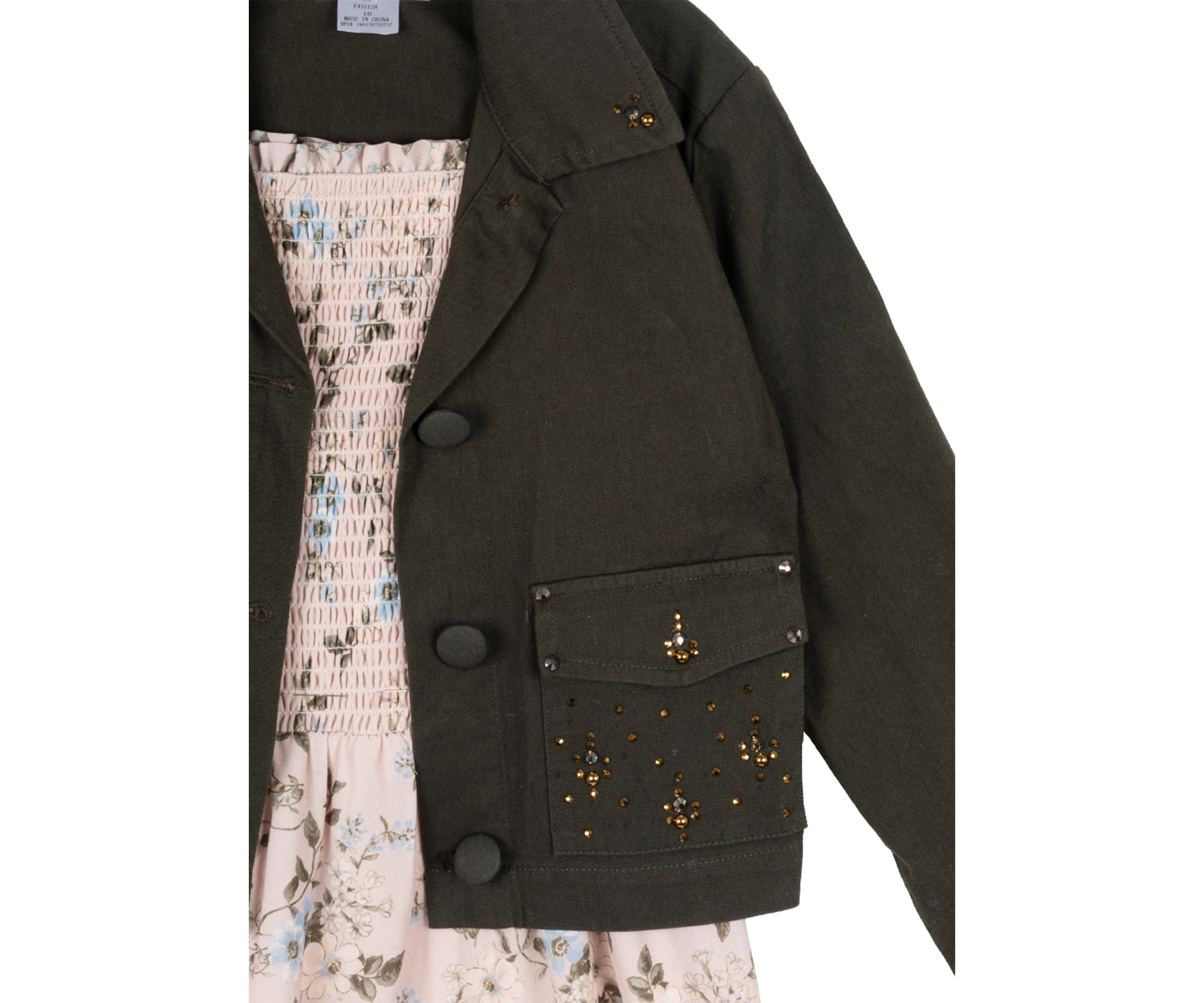 Girls 7-16 Woven Utility Jacket and Floral Printed Dress