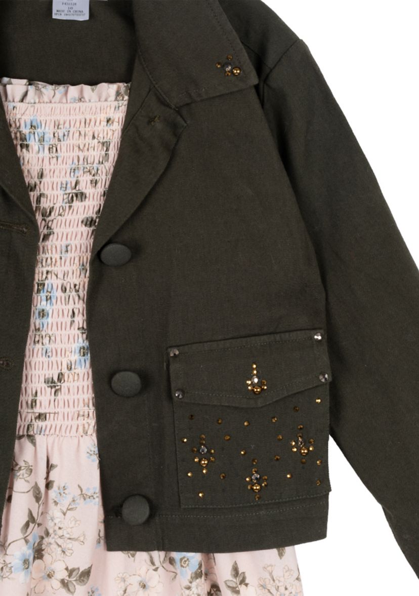 Girls 7-16 Woven Utility Jacket and Floral Printed Dress