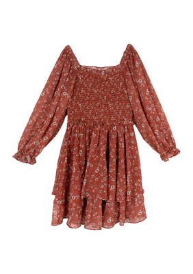 Girls 7-16 Denim Vest and Floral Printed Dress Set