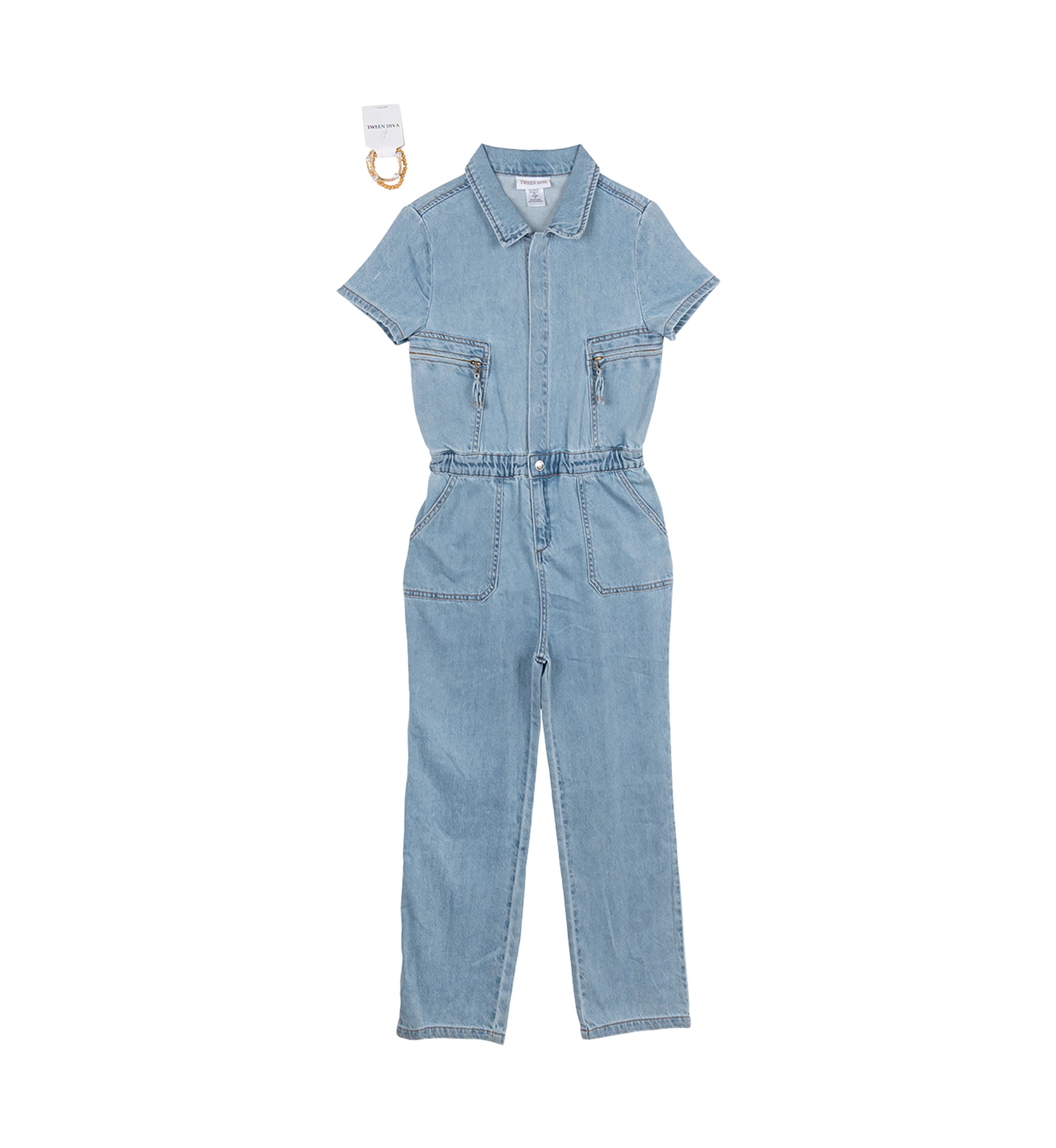 Girls 7-16 Denim Utility Jumpsuit