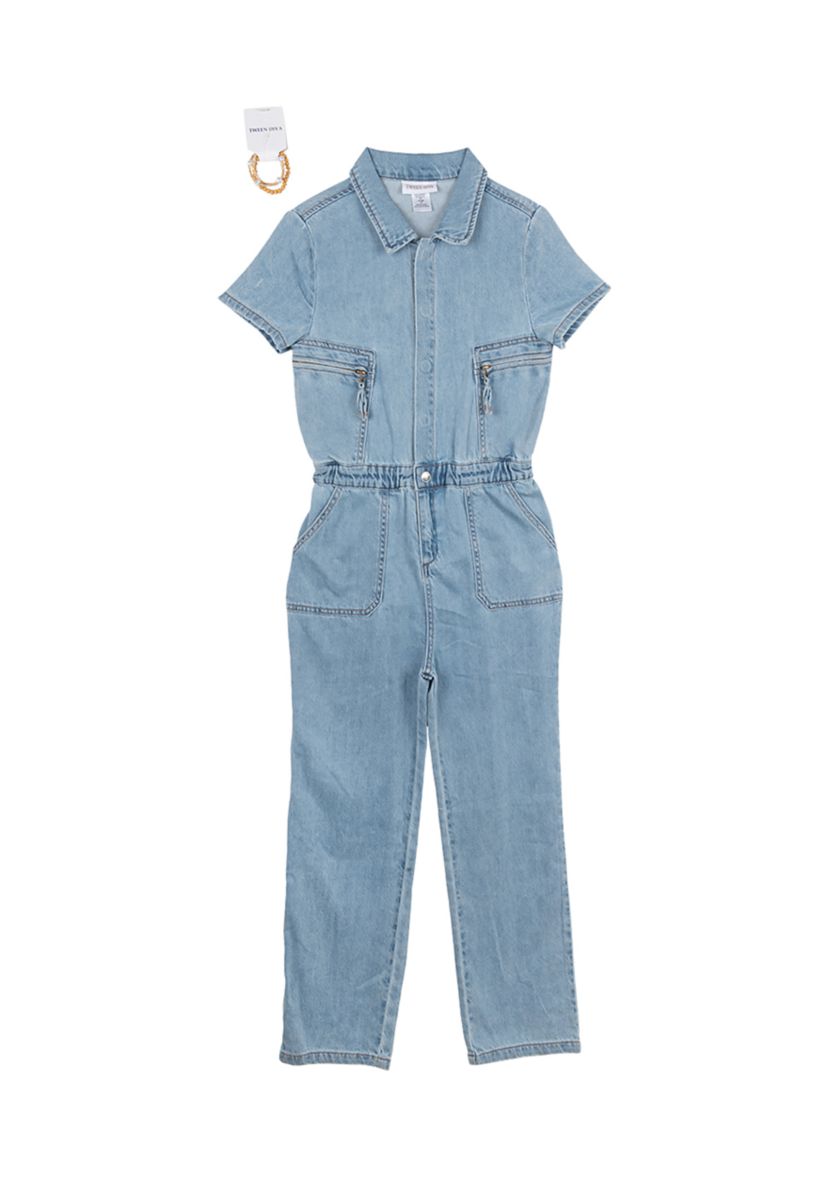 Girls 7-16 Denim Utility Jumpsuit