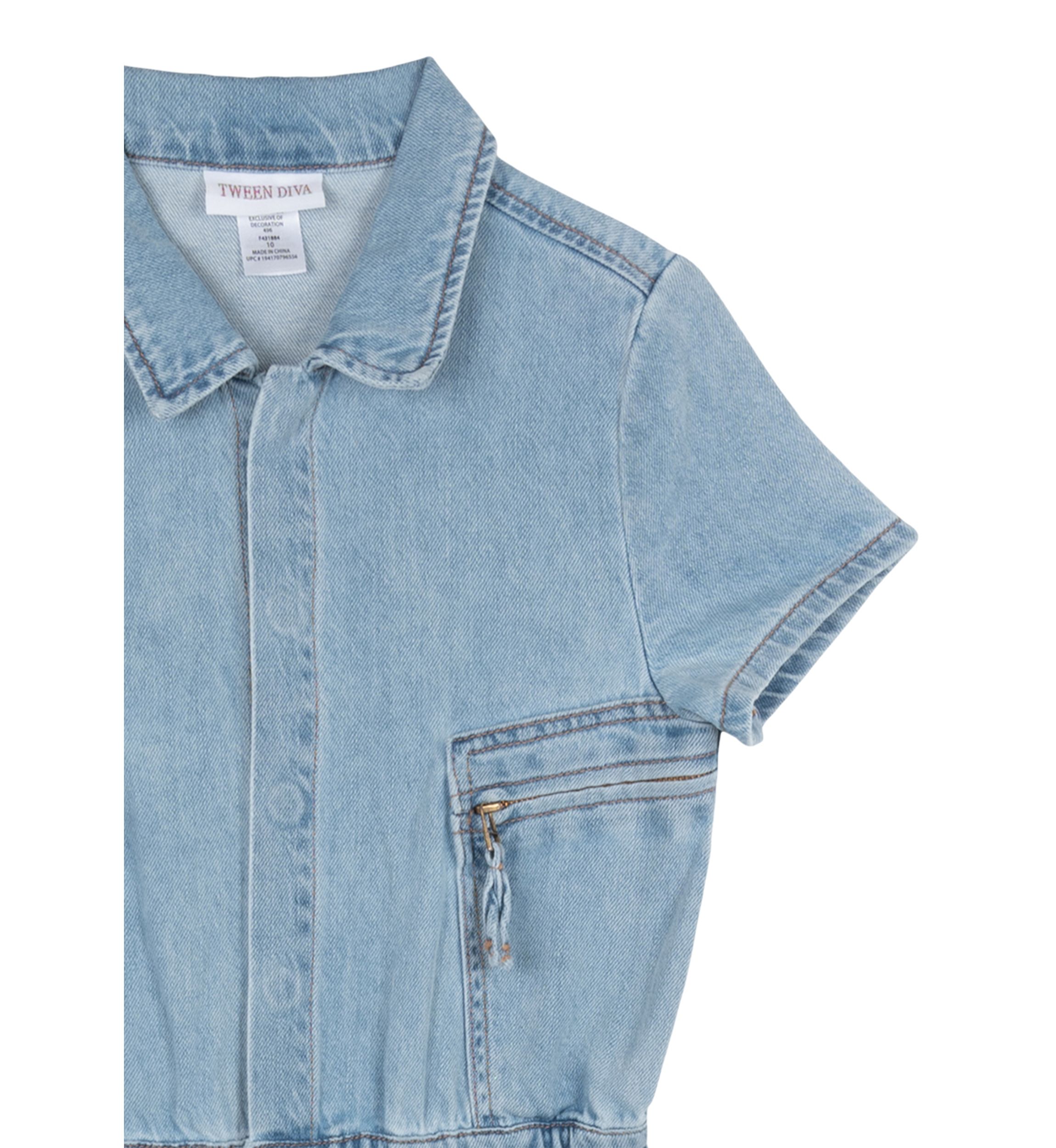 Girls 7-16 Denim Utility Jumpsuit