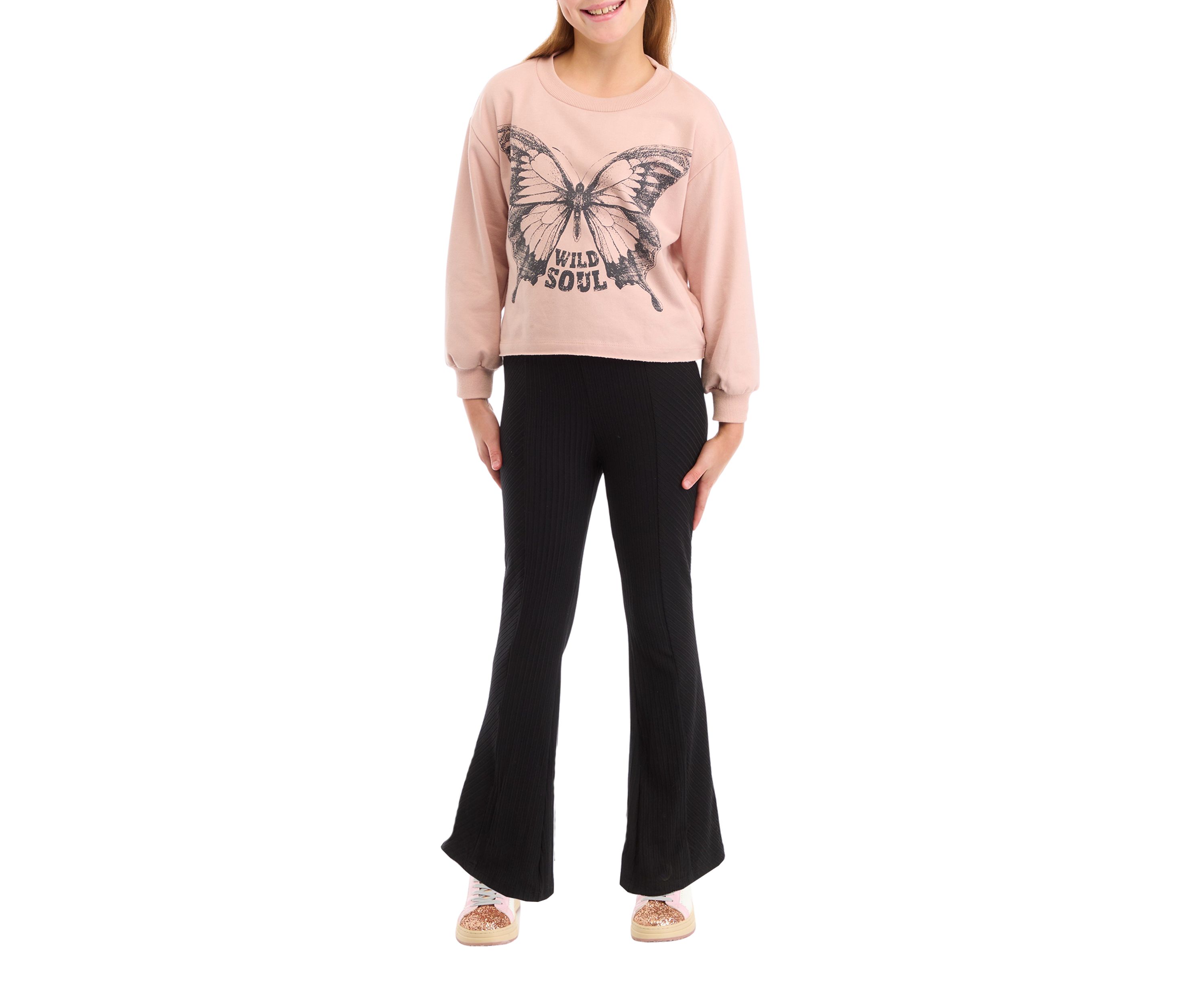 Girls 7-16 Graphic Sweatshirt and Flare Pants Set