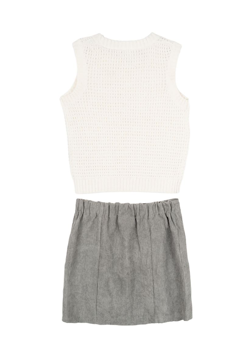 Girls 7-16 Sweater Knit Top and Skirt Set with Necklace