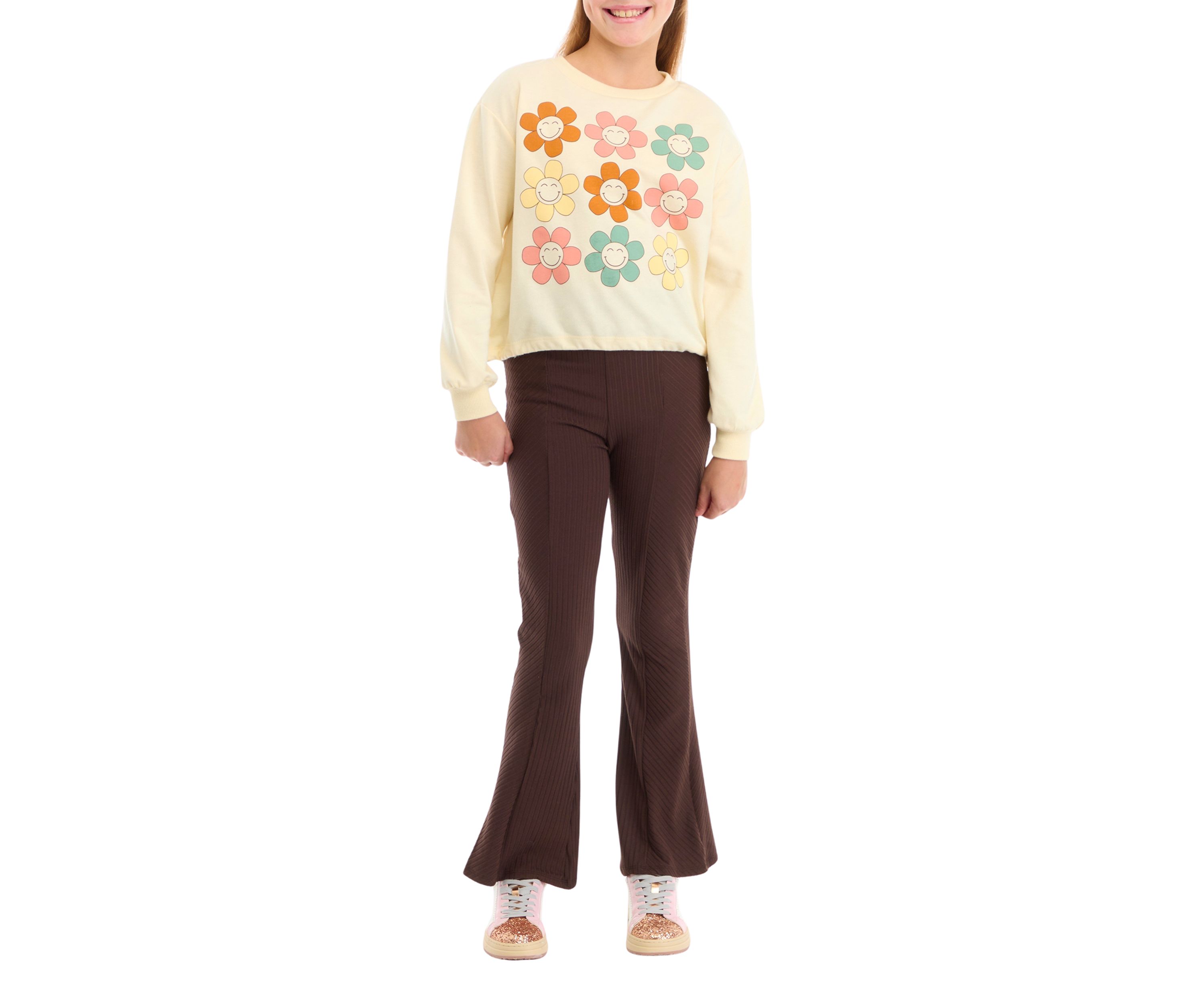 Girls 7-16 Graphic Sweatshirt and Flare Pants Set