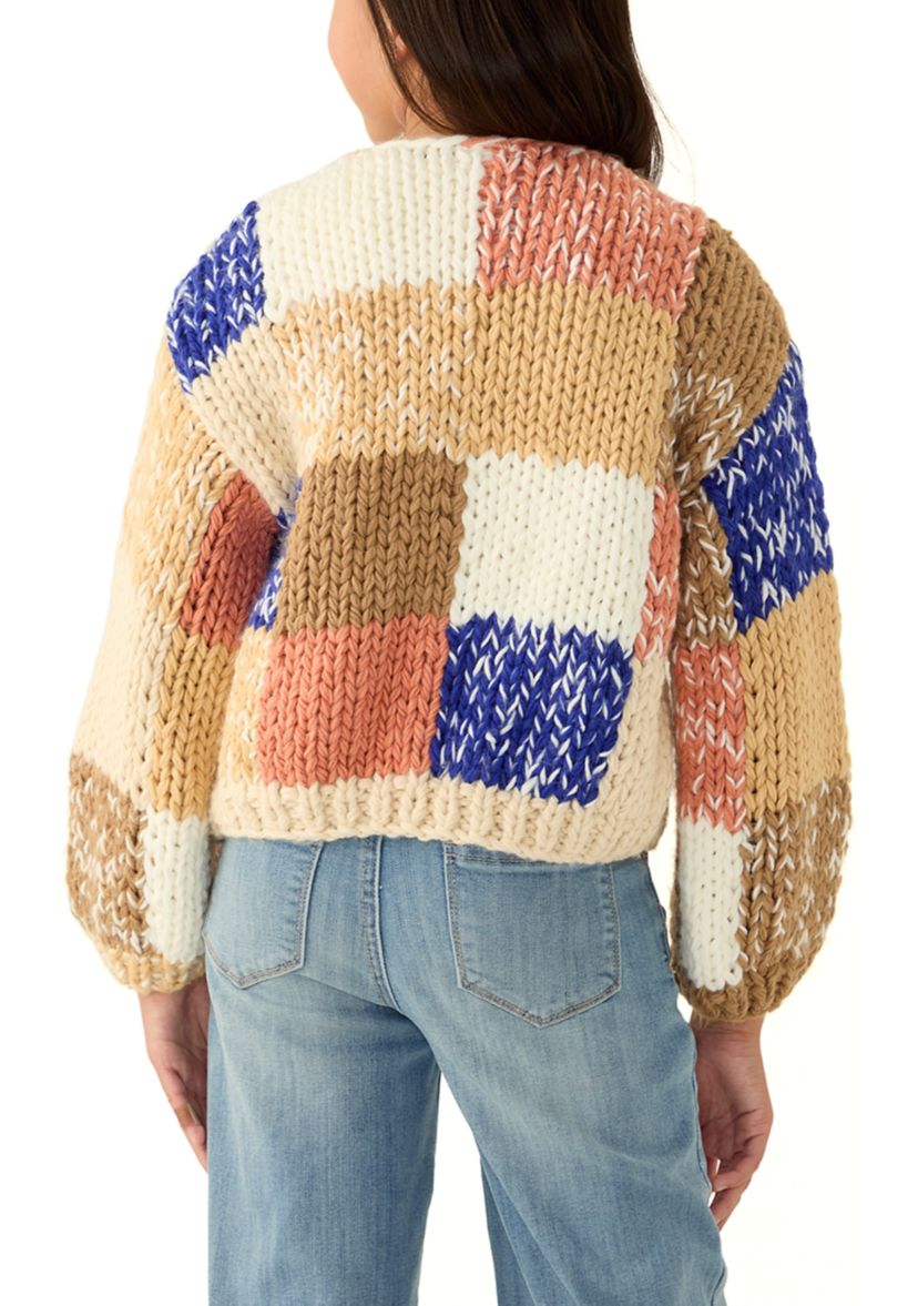 Girls 7-16 Patchwork Sweater and T-Shirt Set 