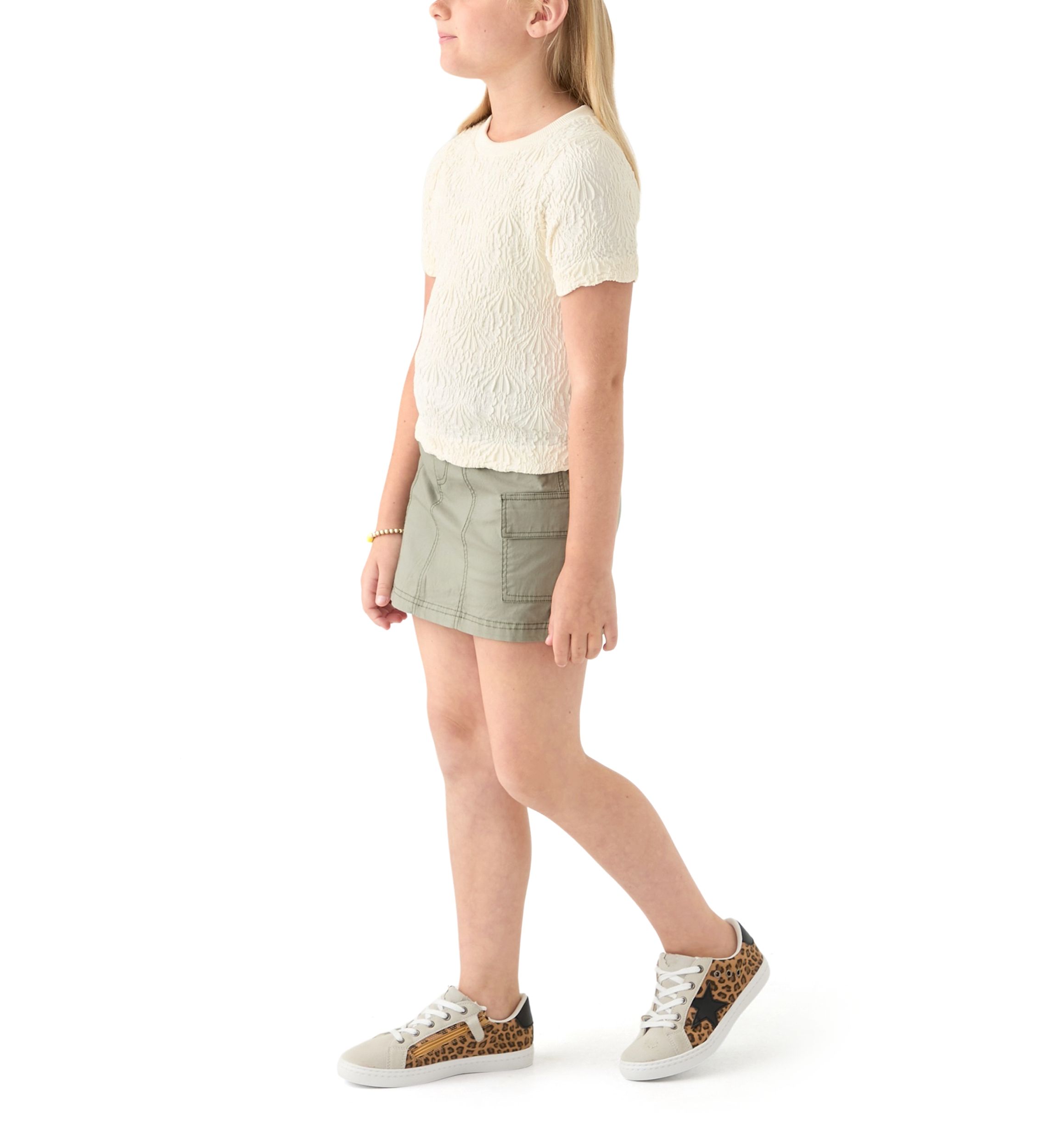 Girls 7-16 Knit Top and Twill Cargo Skort