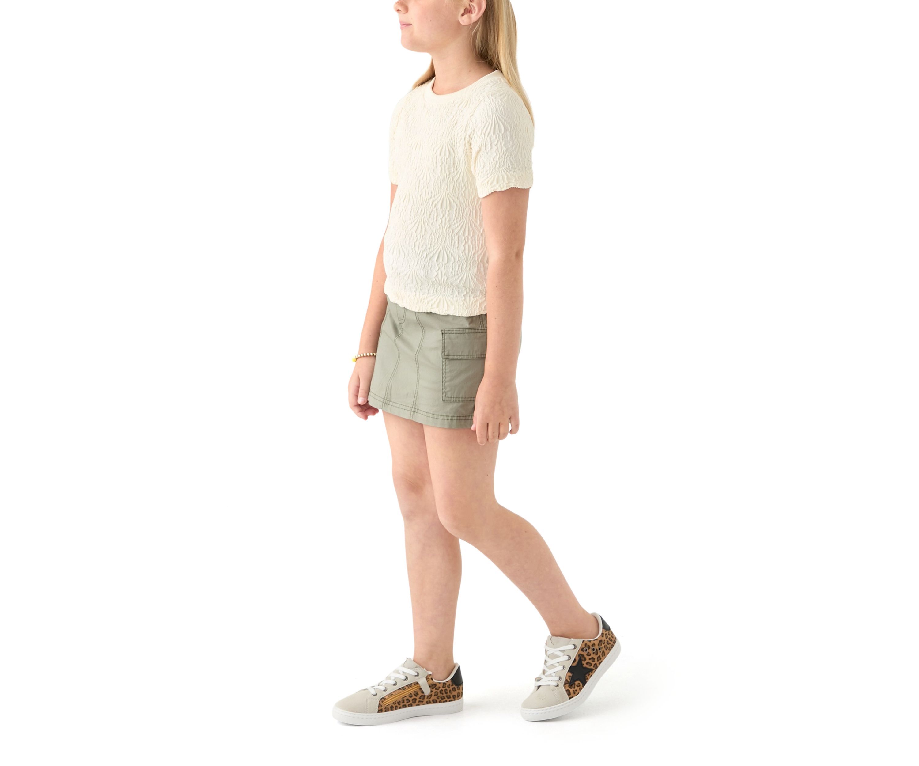 Girls 7-16 Knit Top and Twill Cargo Skort