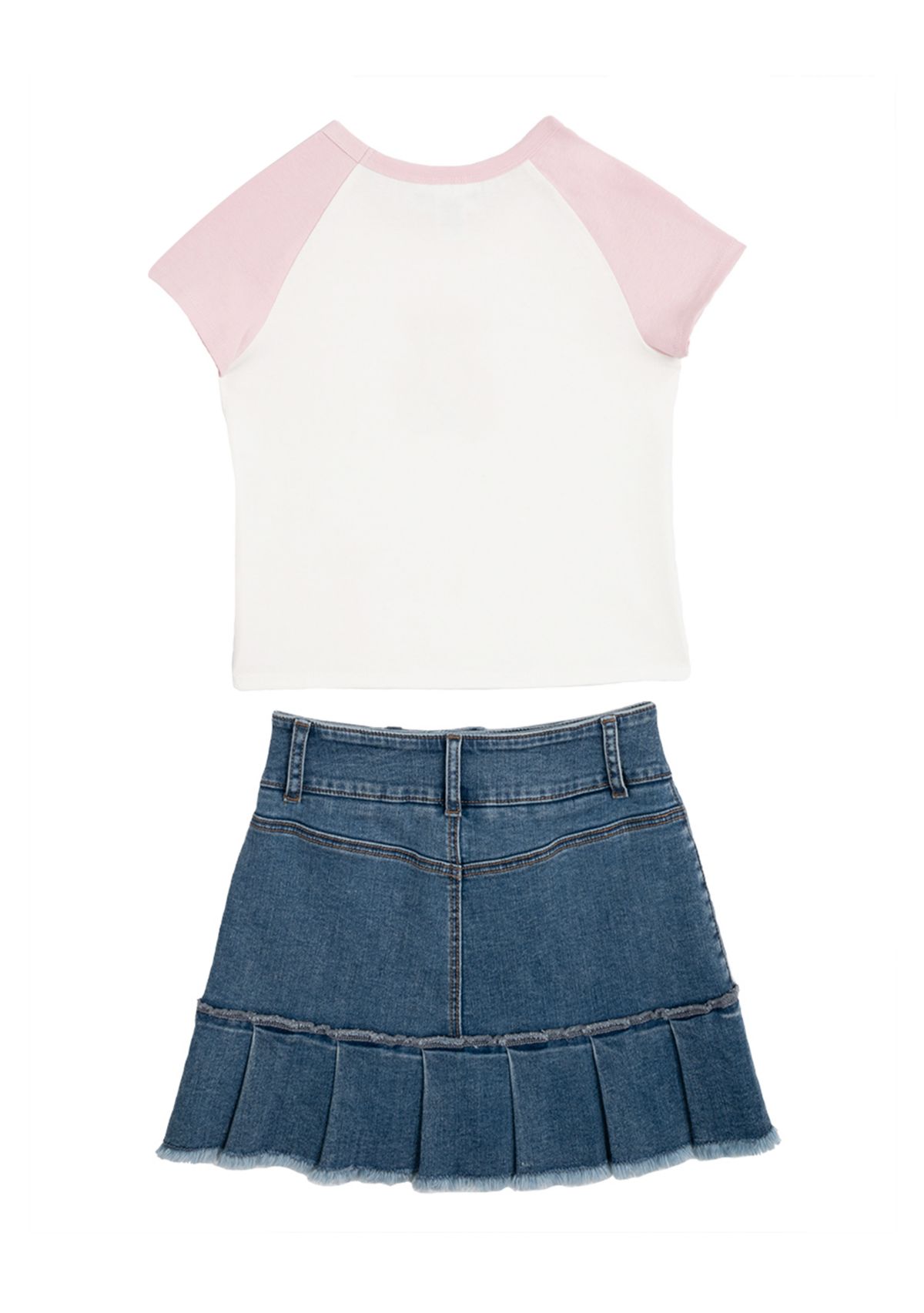 Girls 7-16 Bear Graphic T-Shirt and Denim Skort Set 