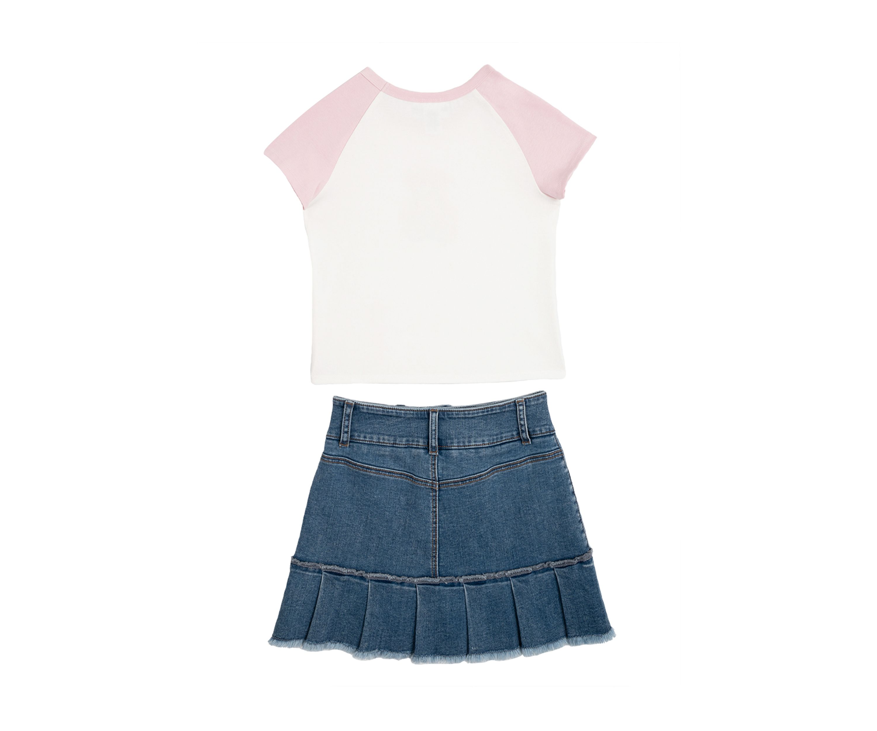 Girls 7-16 Bear Graphic T-Shirt and Denim Skort Set 