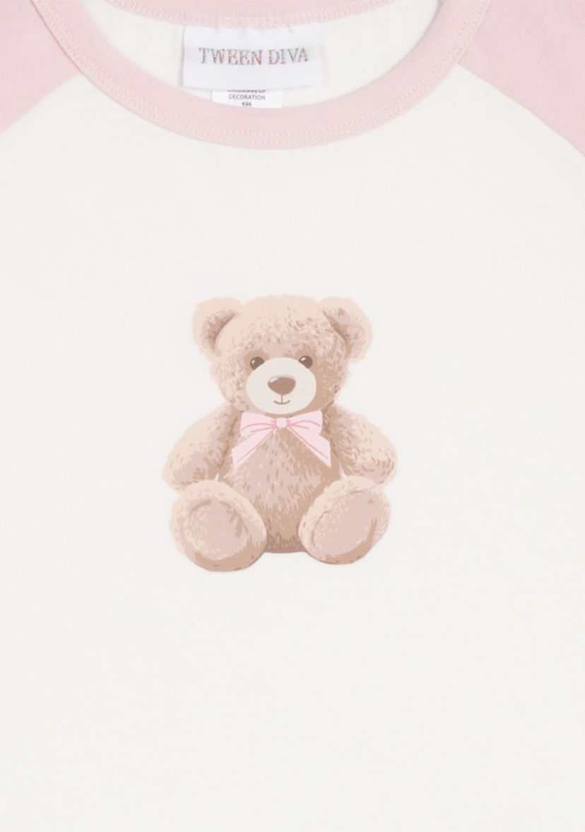 Girls 7-16 Bear Graphic T-Shirt and Denim Skort Set 
