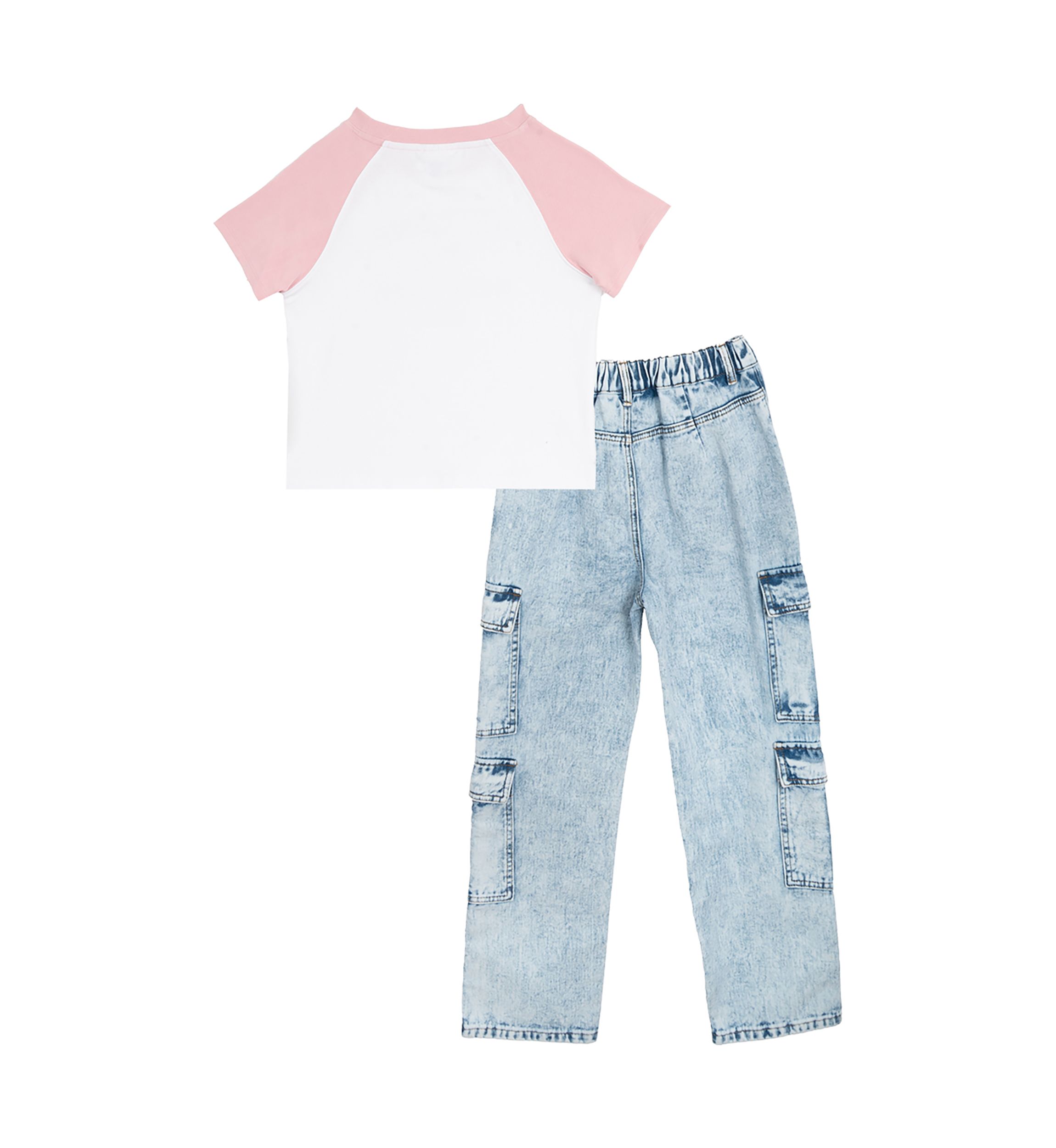 Girls 7-16 Raglan Graphic Baby T-Shirt and Jeans Set