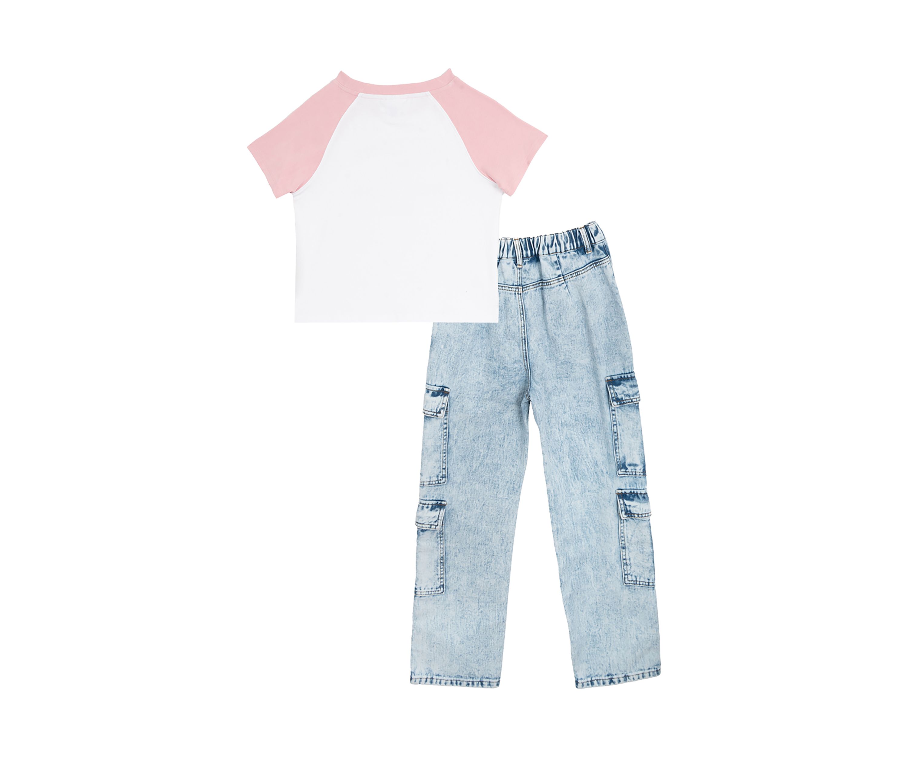 Girls 7-16 Raglan Graphic Baby T-Shirt and Jeans Set