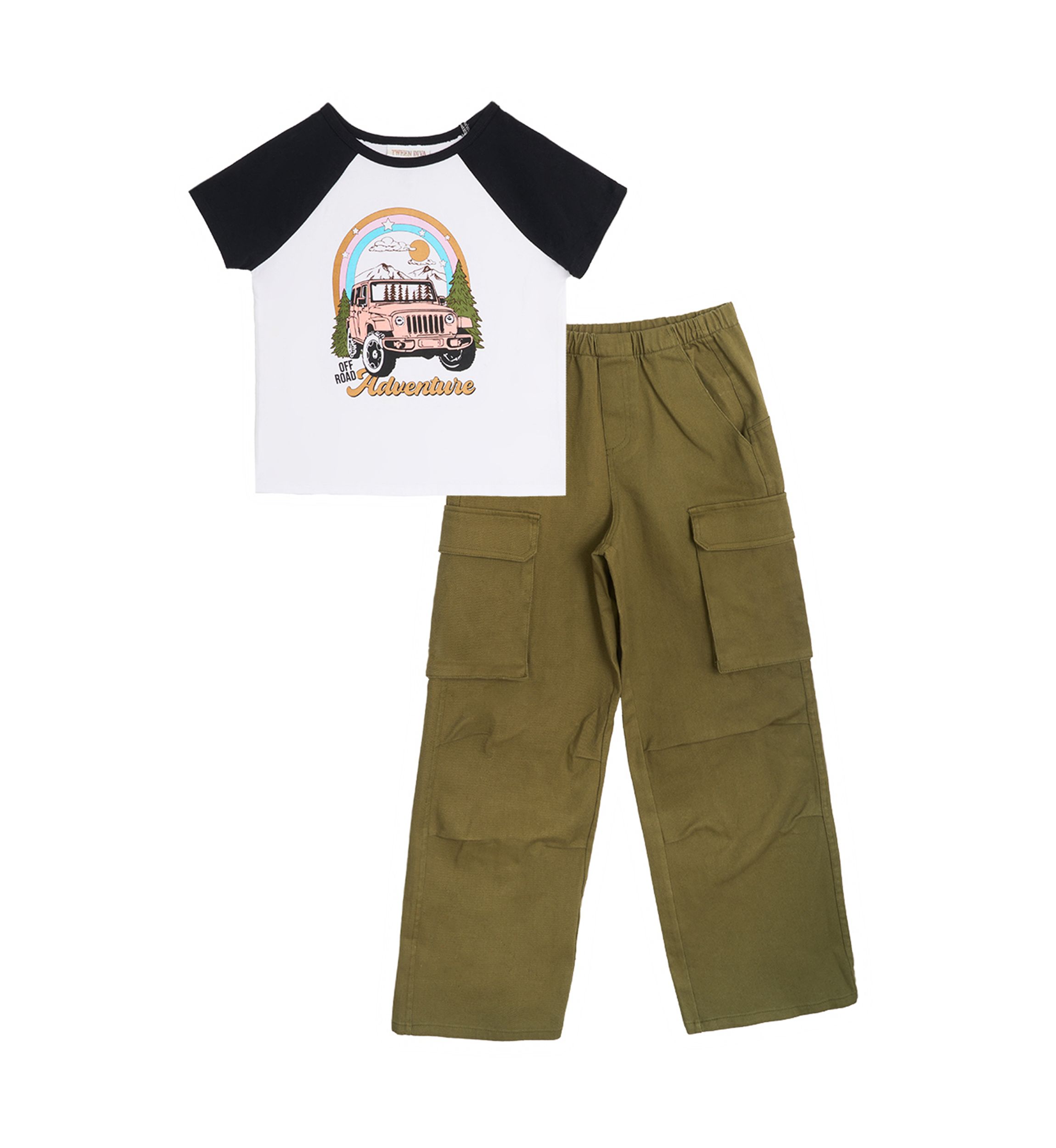 Girls 7-16 Jeep Raglan Graphic T-Shirt and Cargo Pants Set
