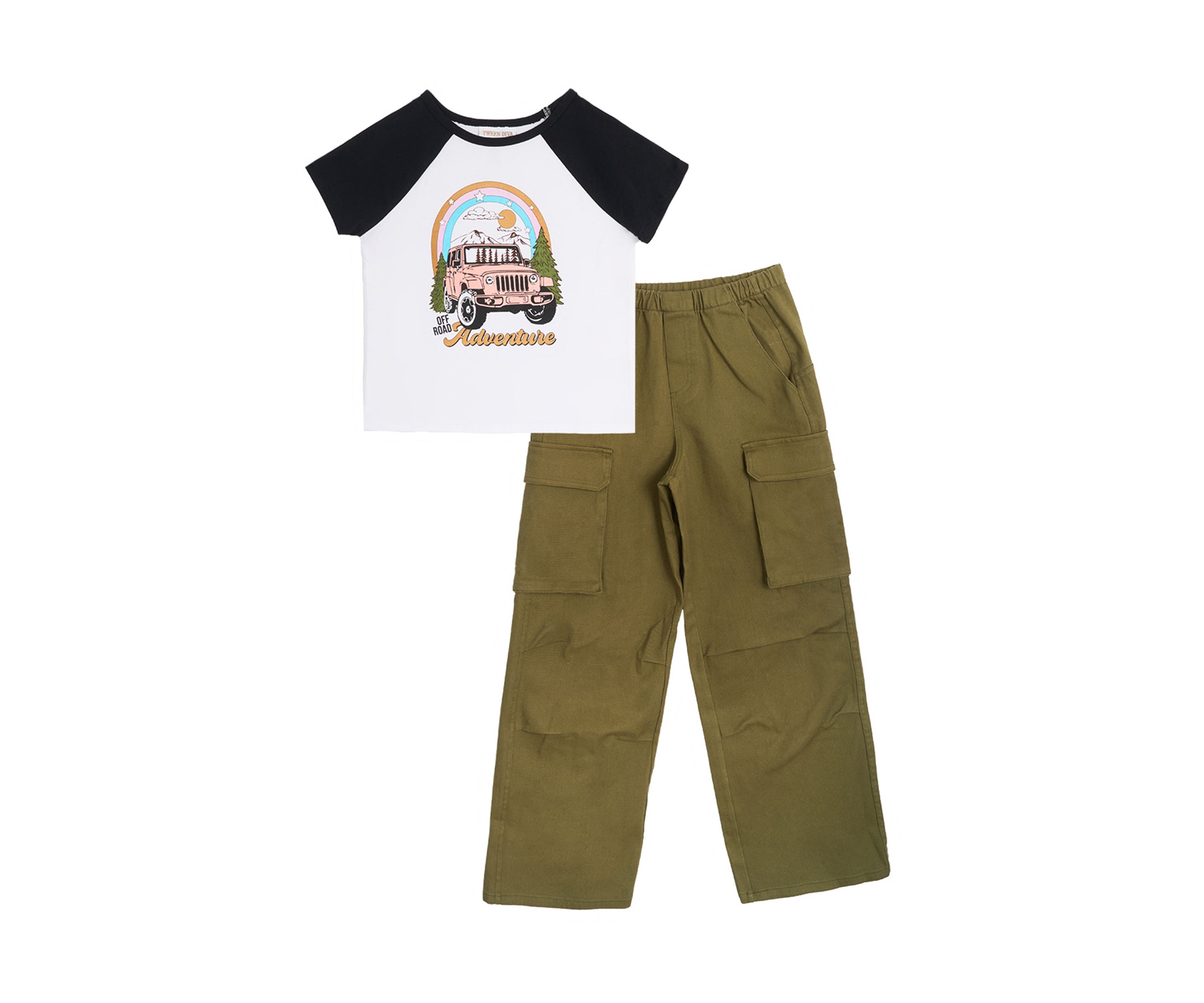 Girls 7-16 Jeep Raglan Graphic T-Shirt and Cargo Pants Set