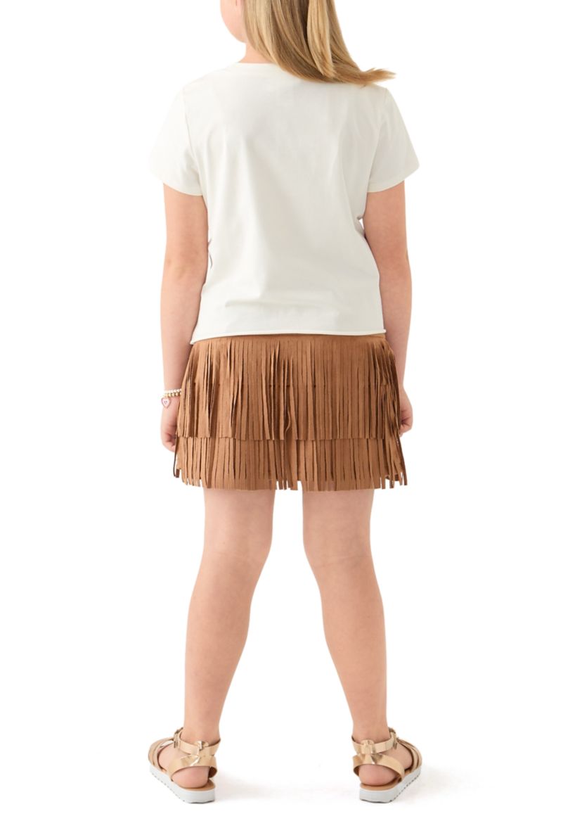 Girls 7-16 Guitar Fringe Skort Set