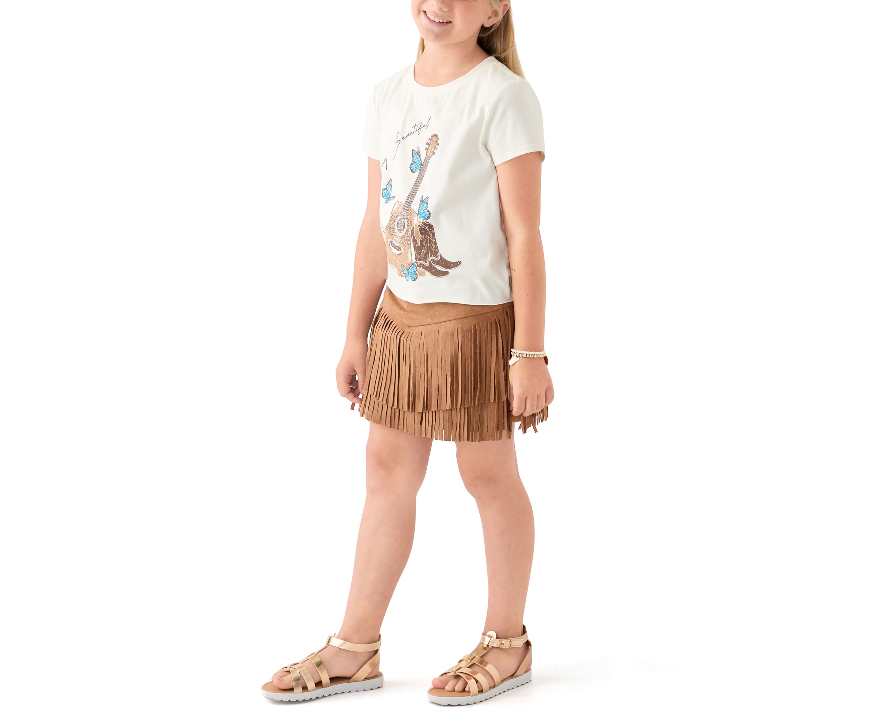 Girls 7-16 Guitar Fringe Skort Set