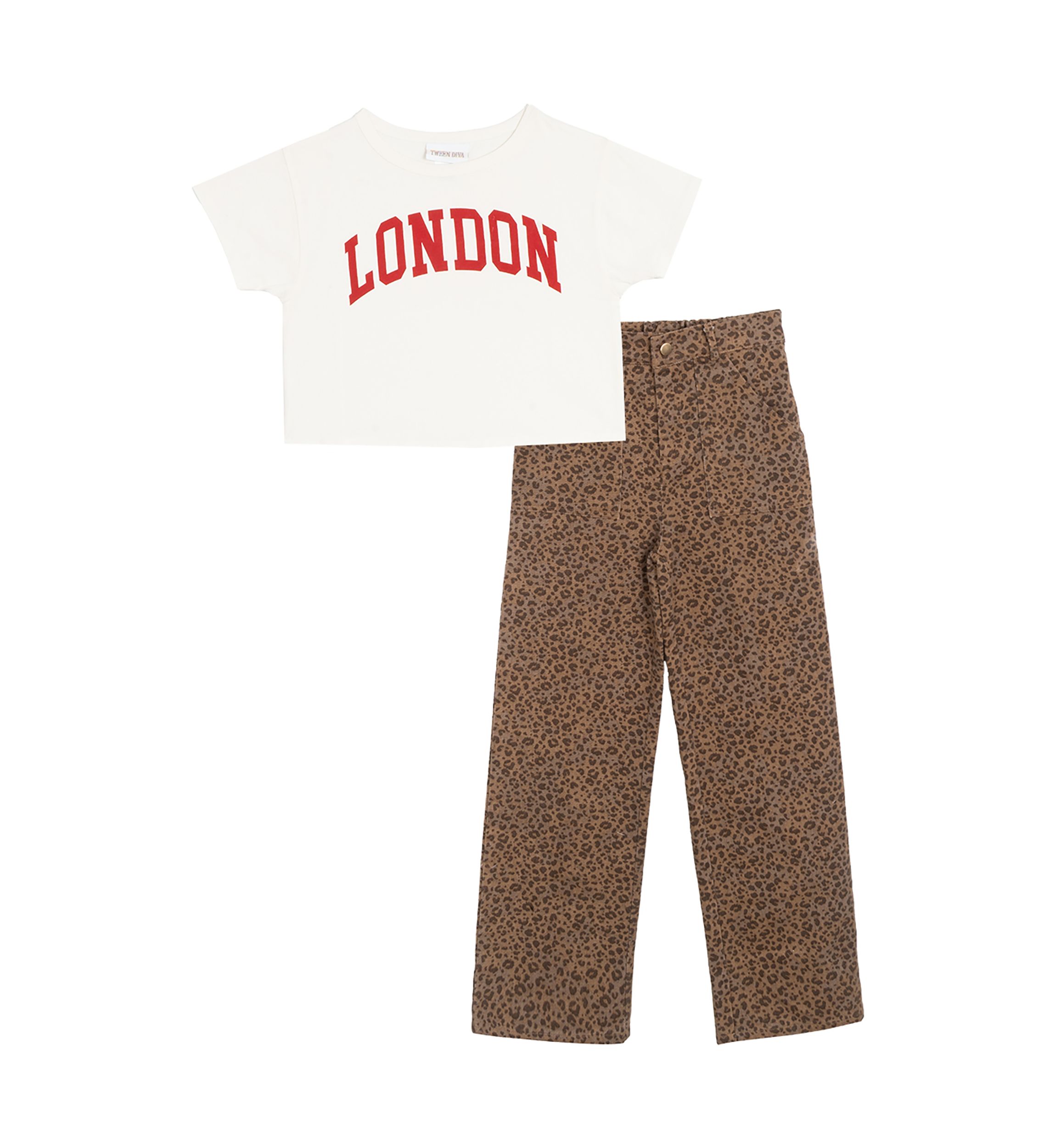Girls 7-16 London Graphic T-Shirt and Printed Pants Set