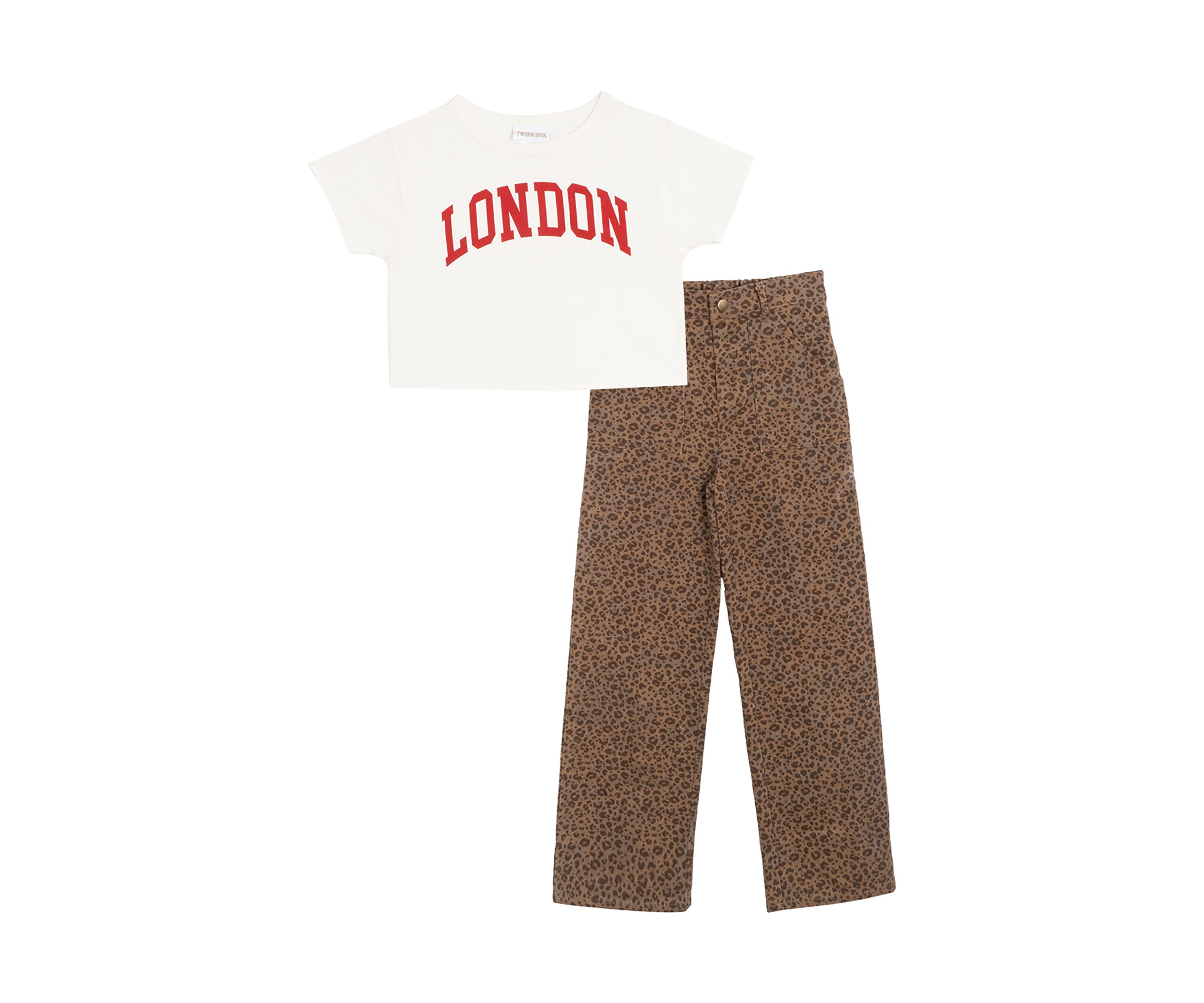 Girls 7-16 London Graphic T-Shirt and Printed Pants Set