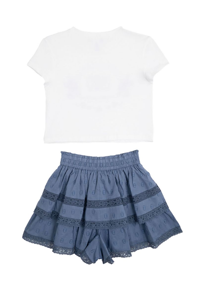 Girls 7-16 Austin Graphic T-Shirt and Tiered Ruffle Skort Set