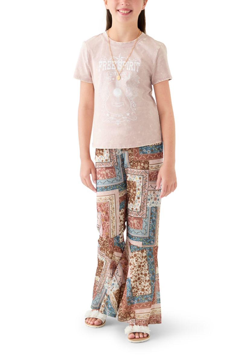 Girls 7-16 2-Piece Free Spirit Patchwork Flare Pants Set