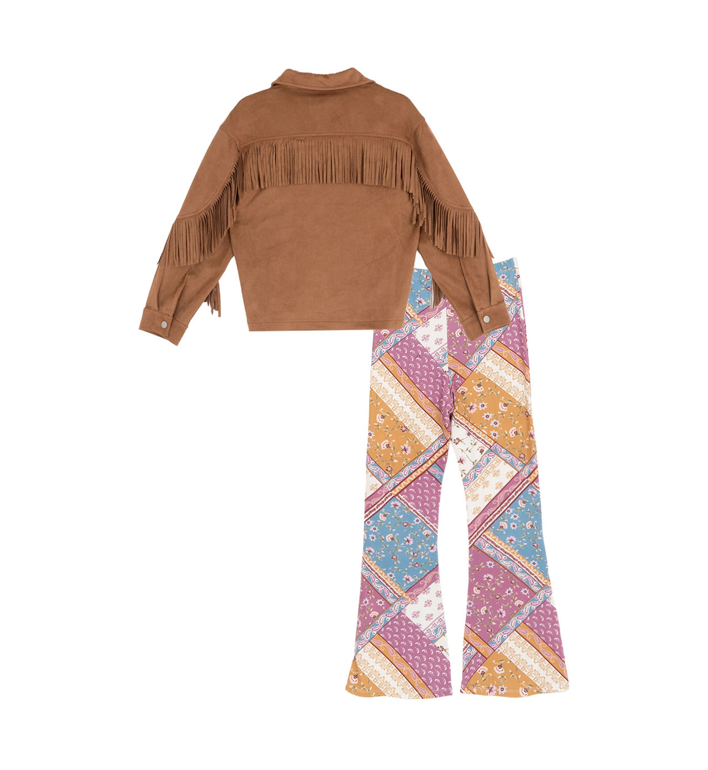 Girls 7-16 Suede Jacket Patched Flare Legging Set