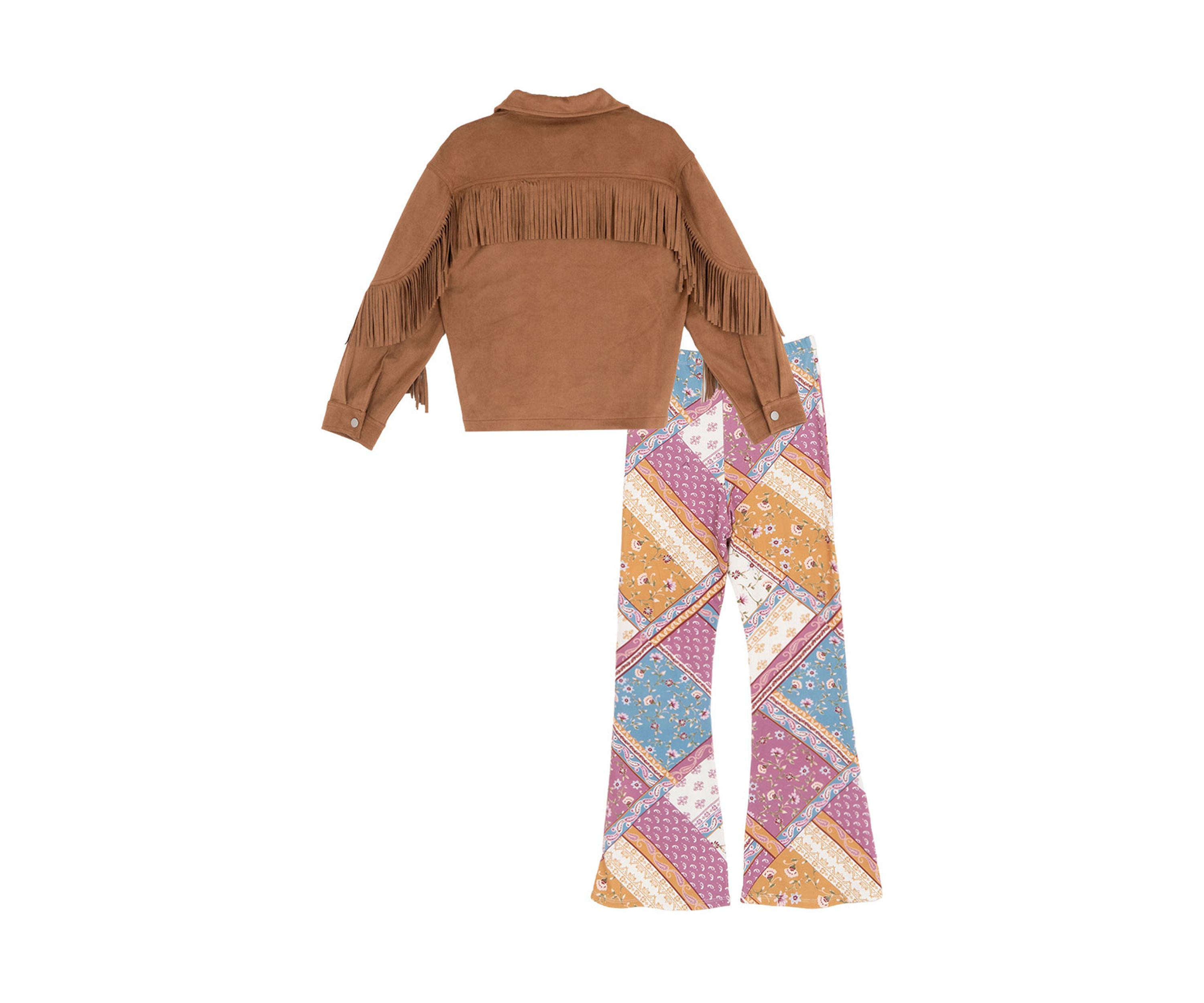 Girls 7-16 Suede Jacket Patched Flare Legging Set