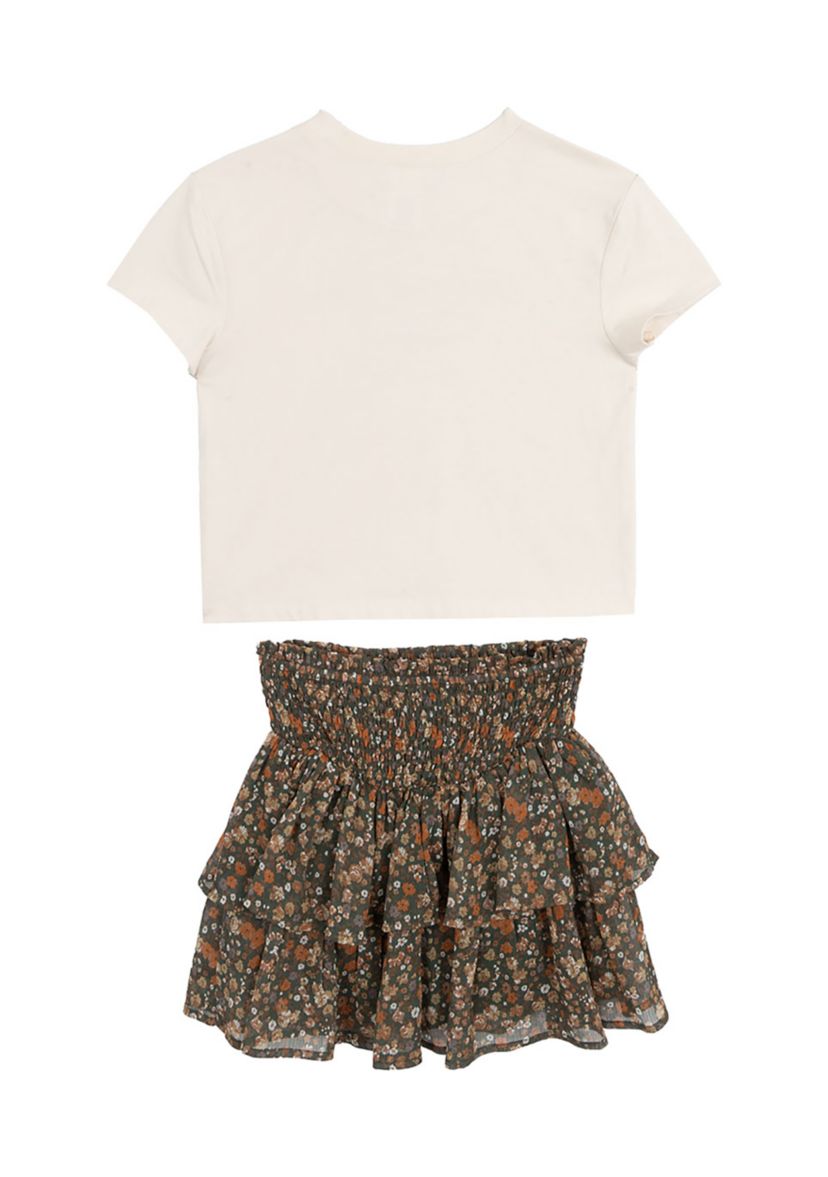 Girls 7-16 Wild and Free Graphic T-Shirt and Chiffon Skort Set