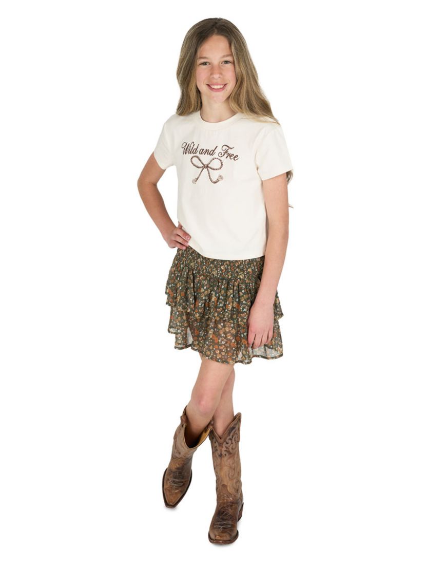 Girls 7-16 Wild and Free Graphic T-Shirt and Chiffon Skort Set