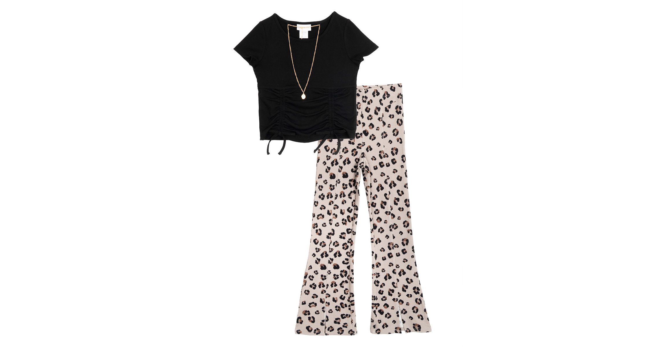 Girl 7-16 Knit Top and Animal Printed Flare Leggings