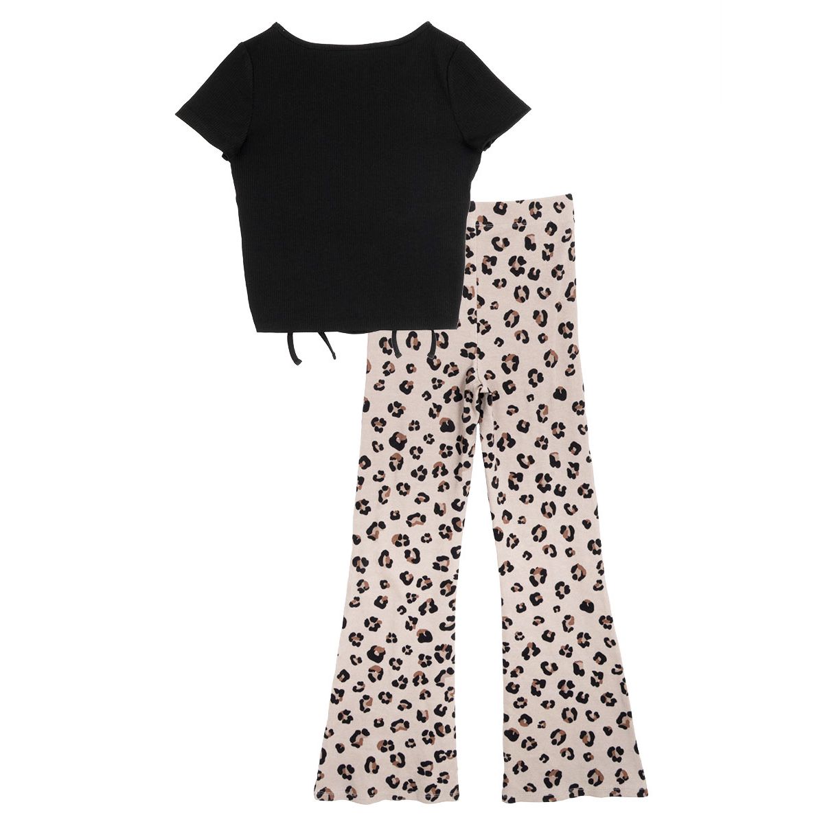 Girl 7-16 Knit Top and Animal Printed Flare Leggings