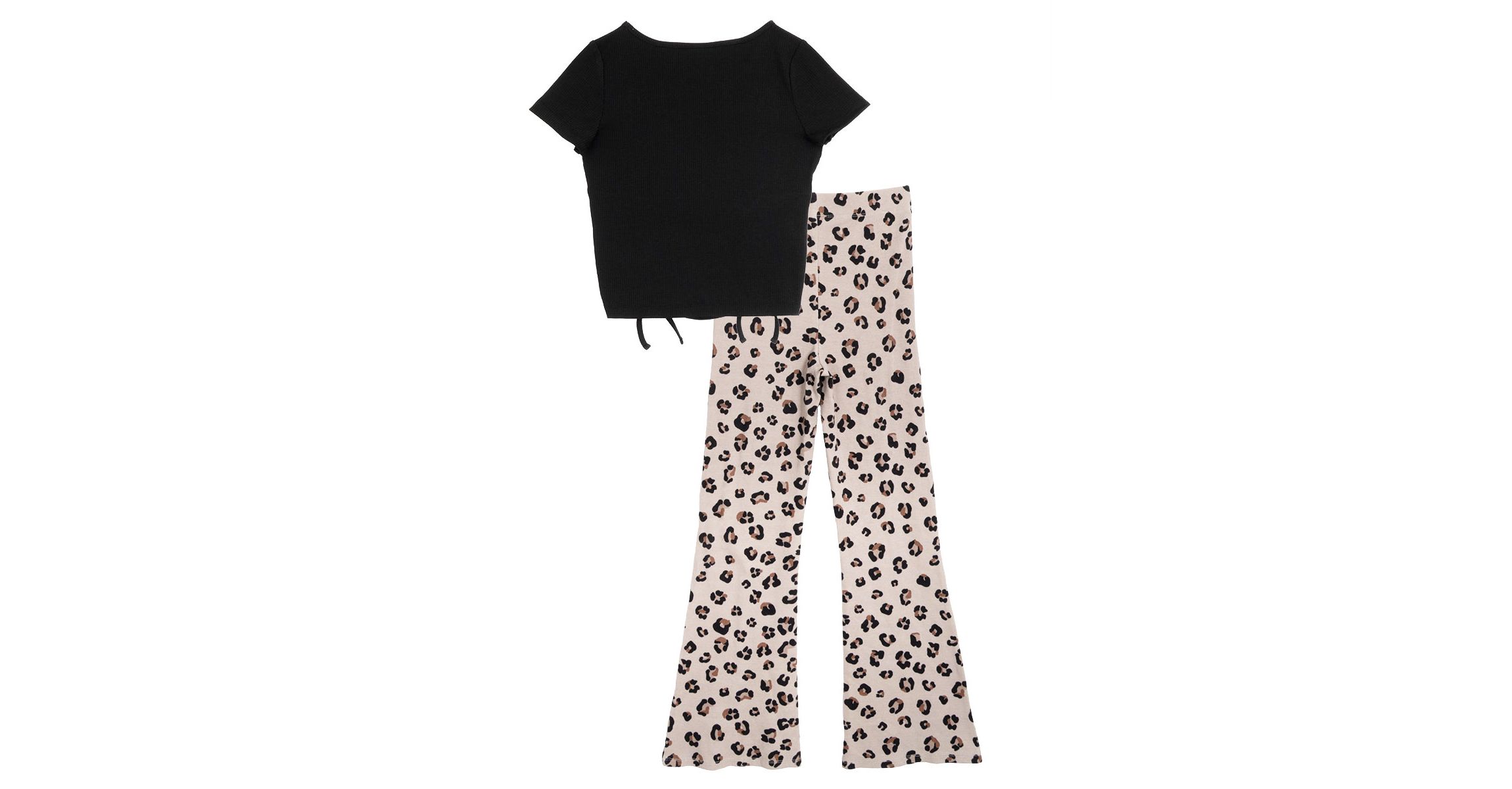 Girl 7-16 Knit Top and Animal Printed Flare Leggings