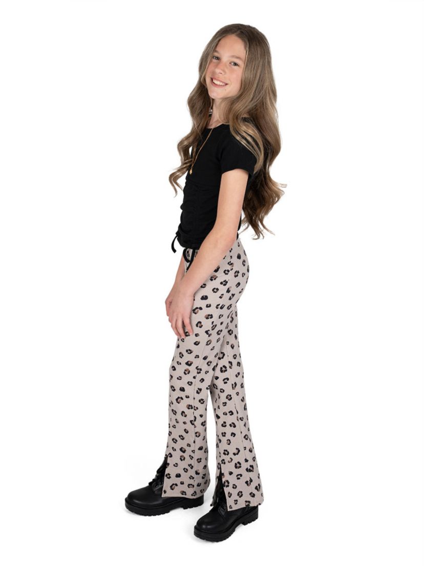Girl 7-16 Knit Top and Animal Printed Flare Leggings